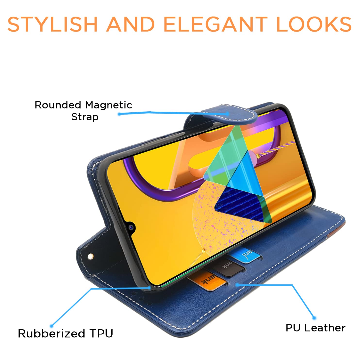 Pikkme Samsung Galaxy M31 / F41 / M31 Prime Constrast Flip Cover | Blue & Brown