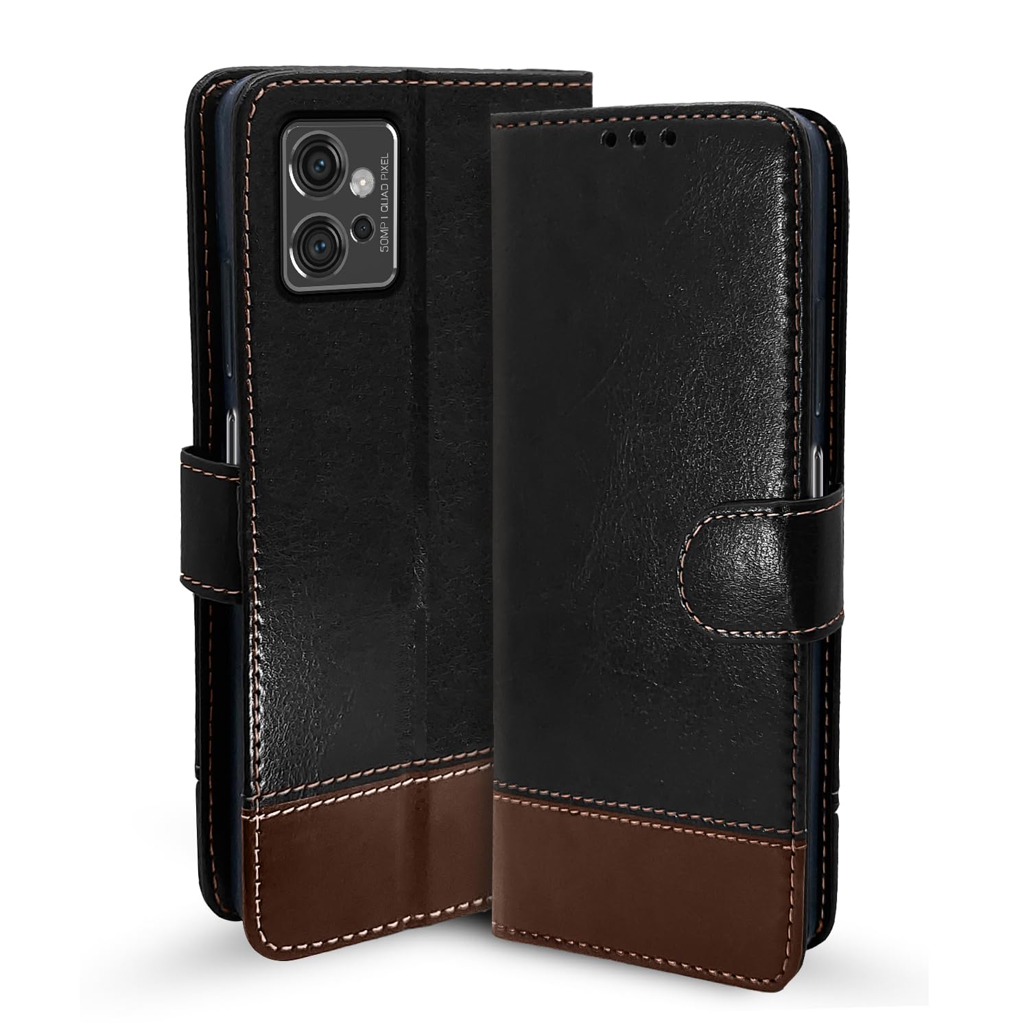 Pikkme Moto G32 Contrast black wallet flip cover