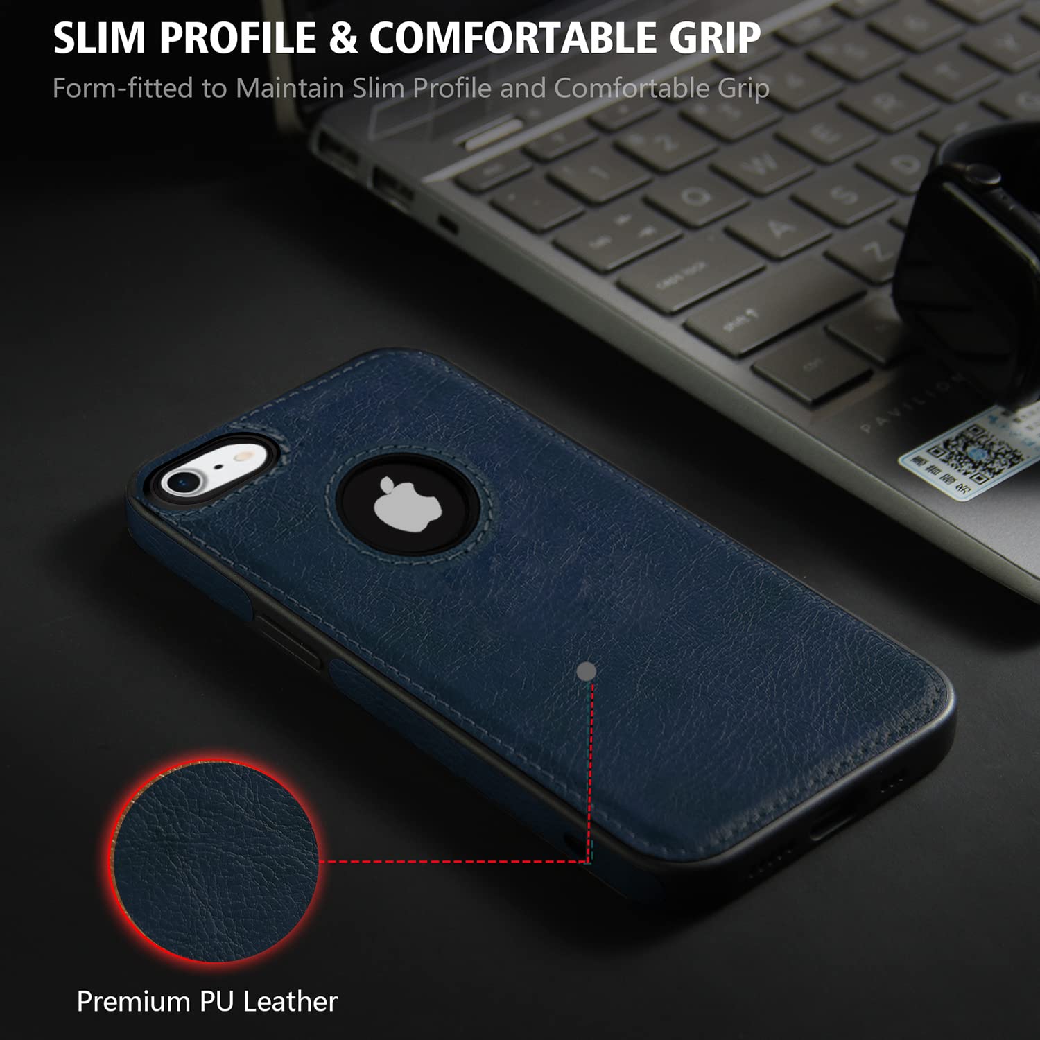 Pikkme iPhone 7/8 Flexible Pu Leather Back Cover | Blue