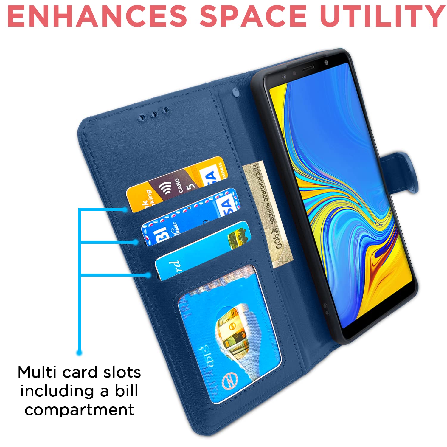 Pikkme Samsung Galaxy A7 2018 Vintage Flip Cover | Blue