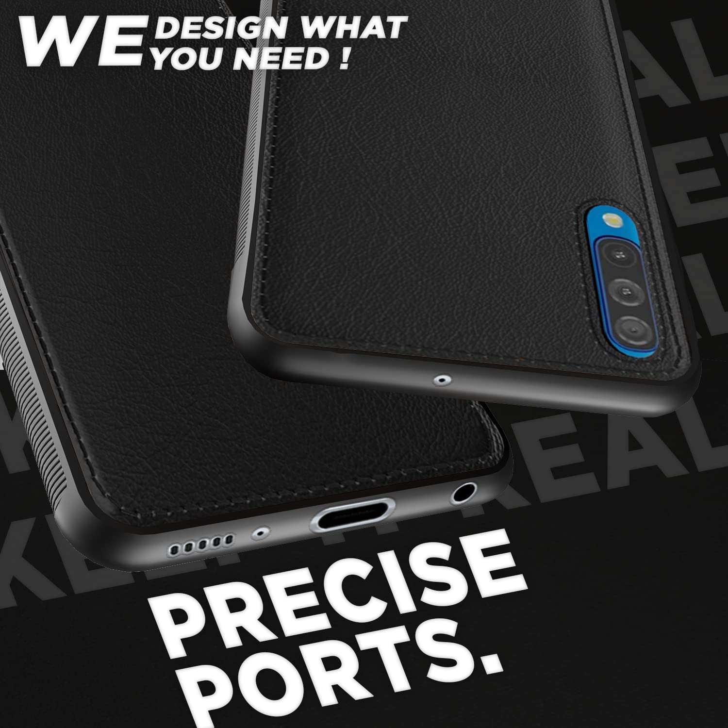 Pikkme Samsung Galaxy A50 / A50s / A30s Leather Back Cover | Black