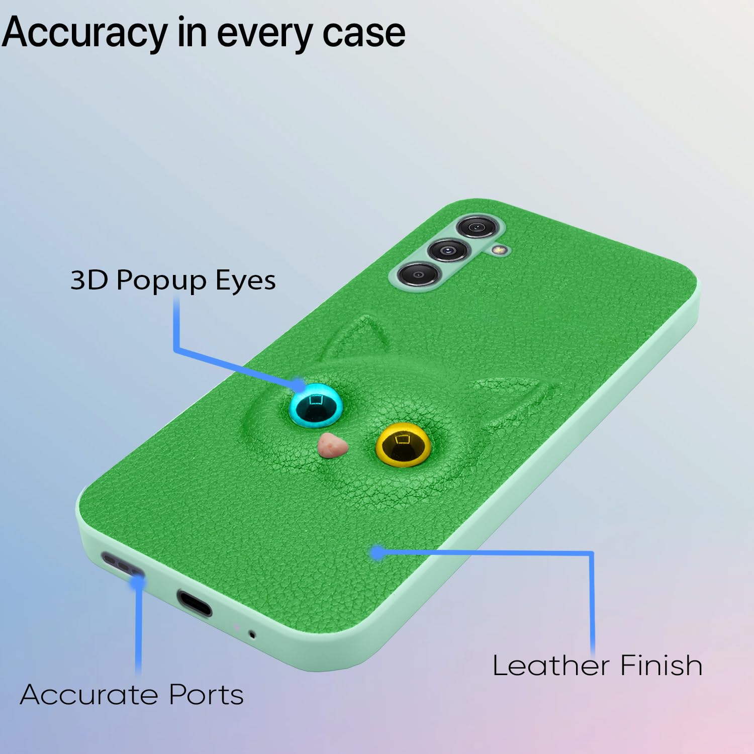 Pikkme Samsung Galaxy M54 5G Kitty Back Cover (Green)