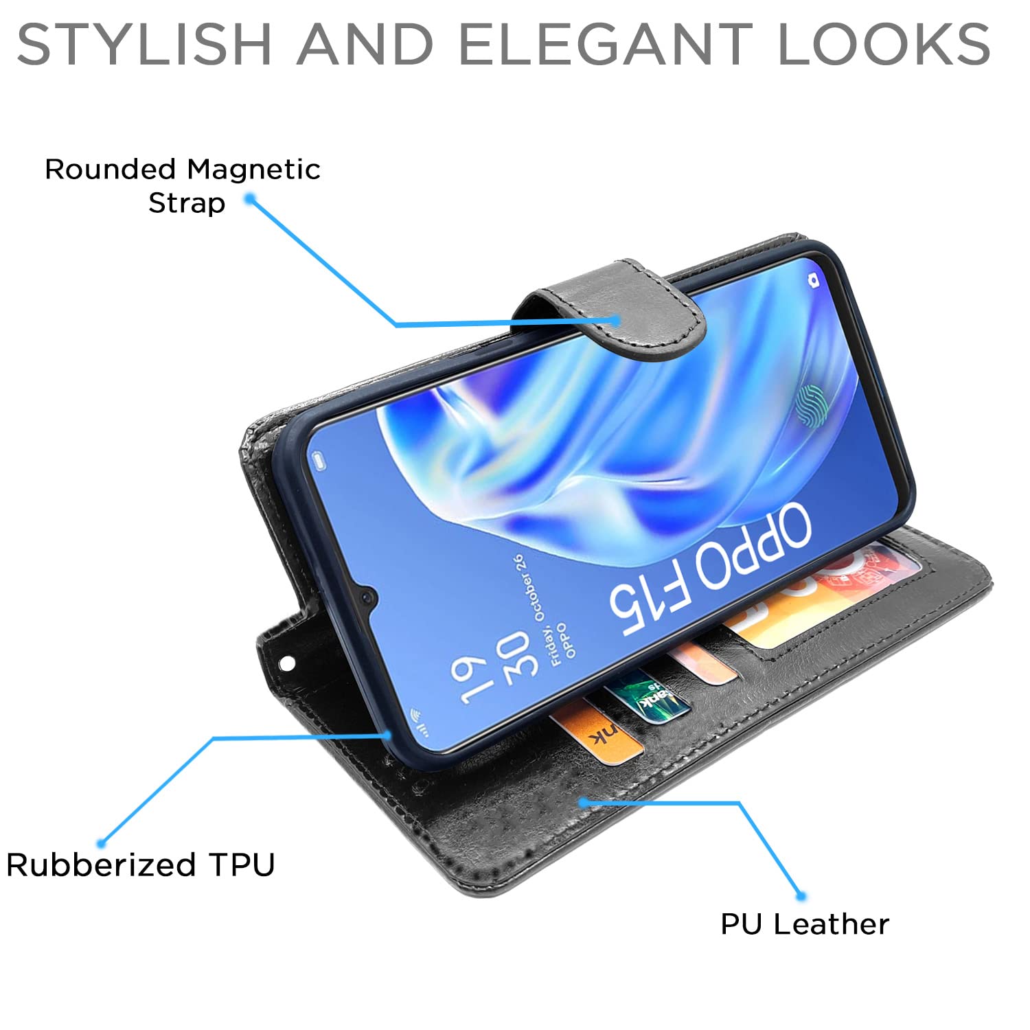 Pikkme Oppo F15 Vintage Flip Cover | Black