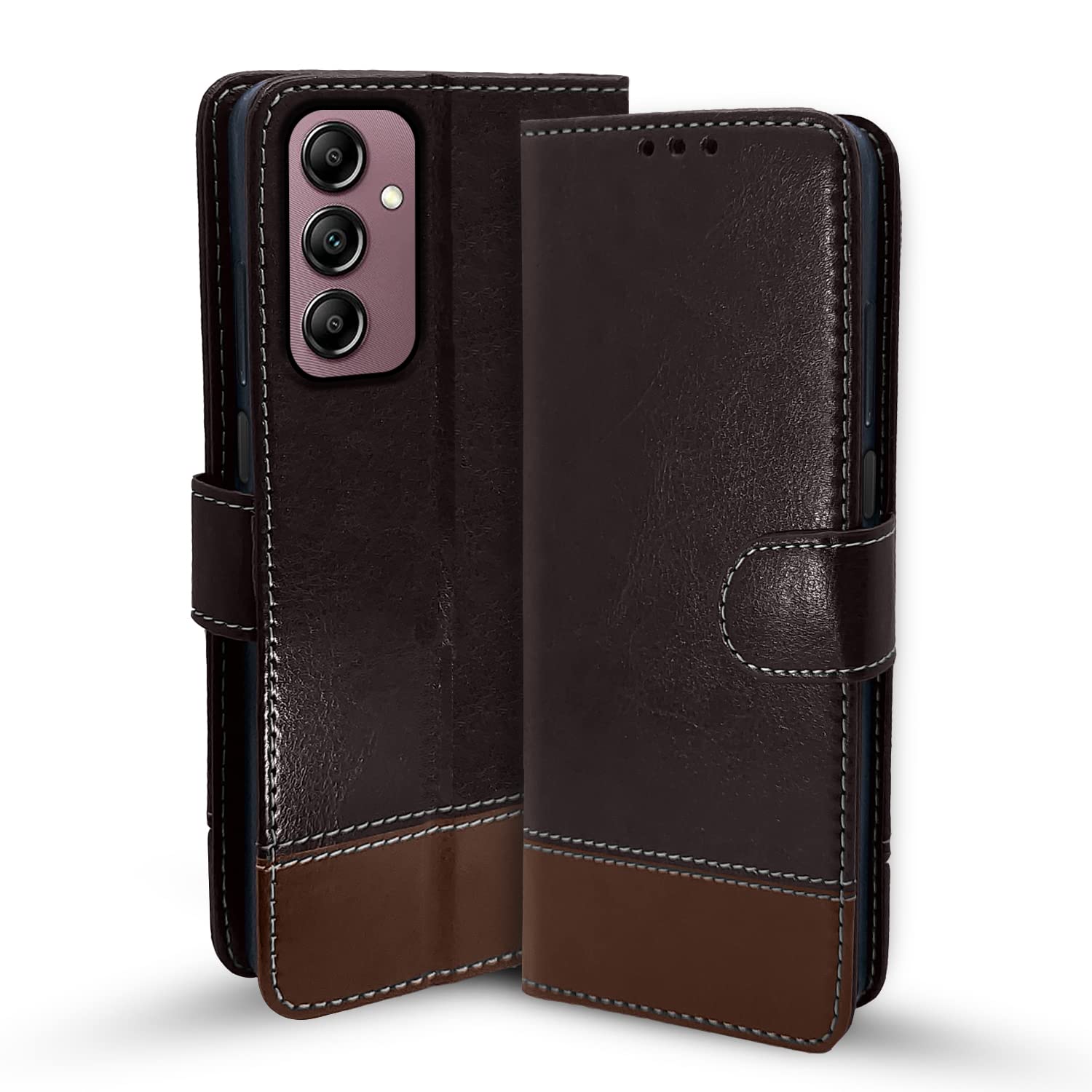 Pikkme Samsung Galaxy A14 5G Constrast Flip Cover | Coffee & Brown