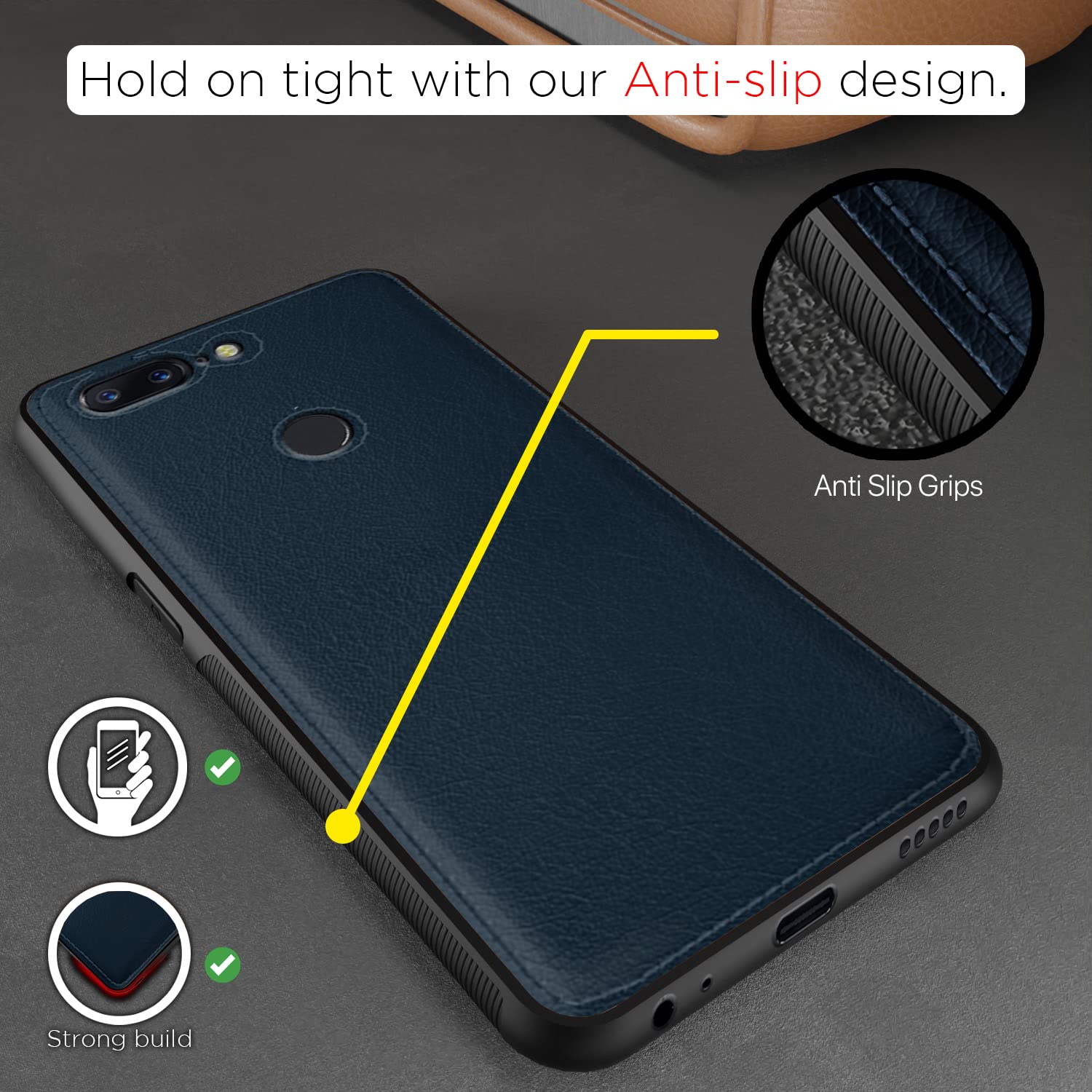 Pikkme OnePlus 5T Leather Back Cover | Blue