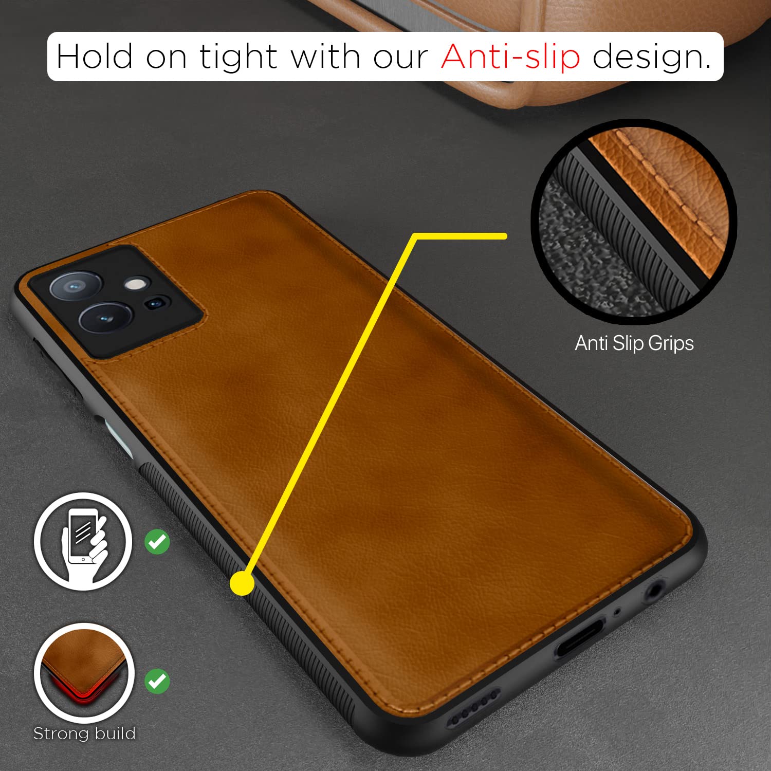Pikkme Vivo T1 5G / Vivo Y75 5G / iQOO Z6 5G Leather Back Cover | Brown