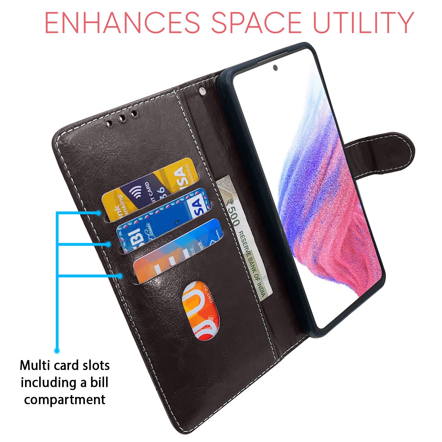 Pikkme Samsung Galaxy A53 5g Constrast Flip Cover | Coffee & Brown