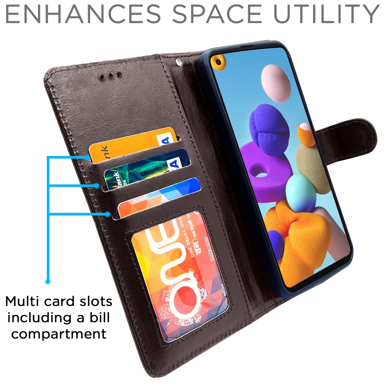 Pikkme Samsung Galaxy A21s Vintage Flip Cover | Coffee