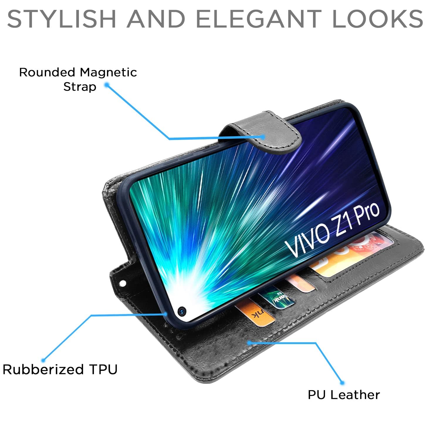Pikkme Vivo Z1 Pro Vintage Flip Cover | Black
