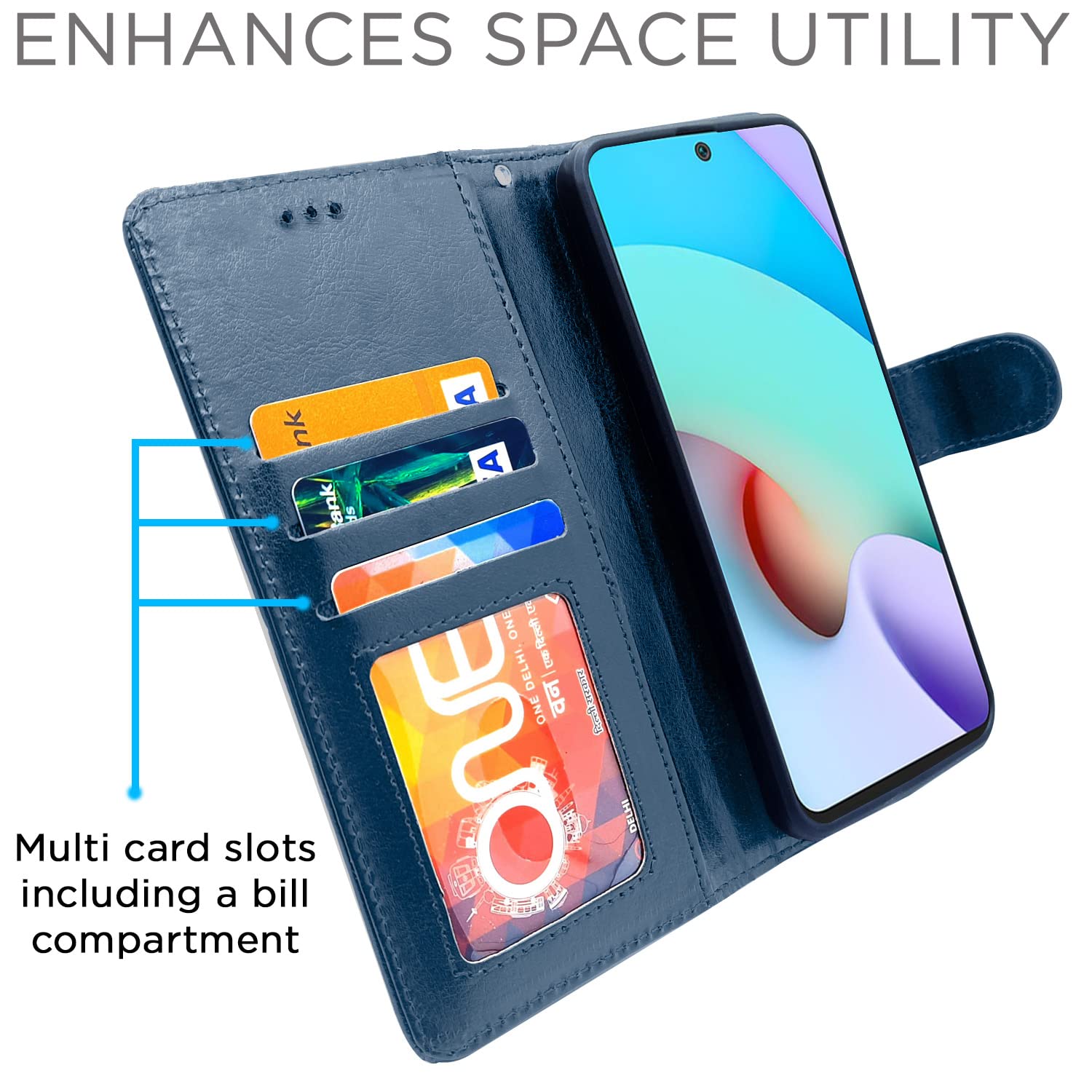 Pikkme Mi Redmi 10 Prime Vintage Flip Cover | Blue