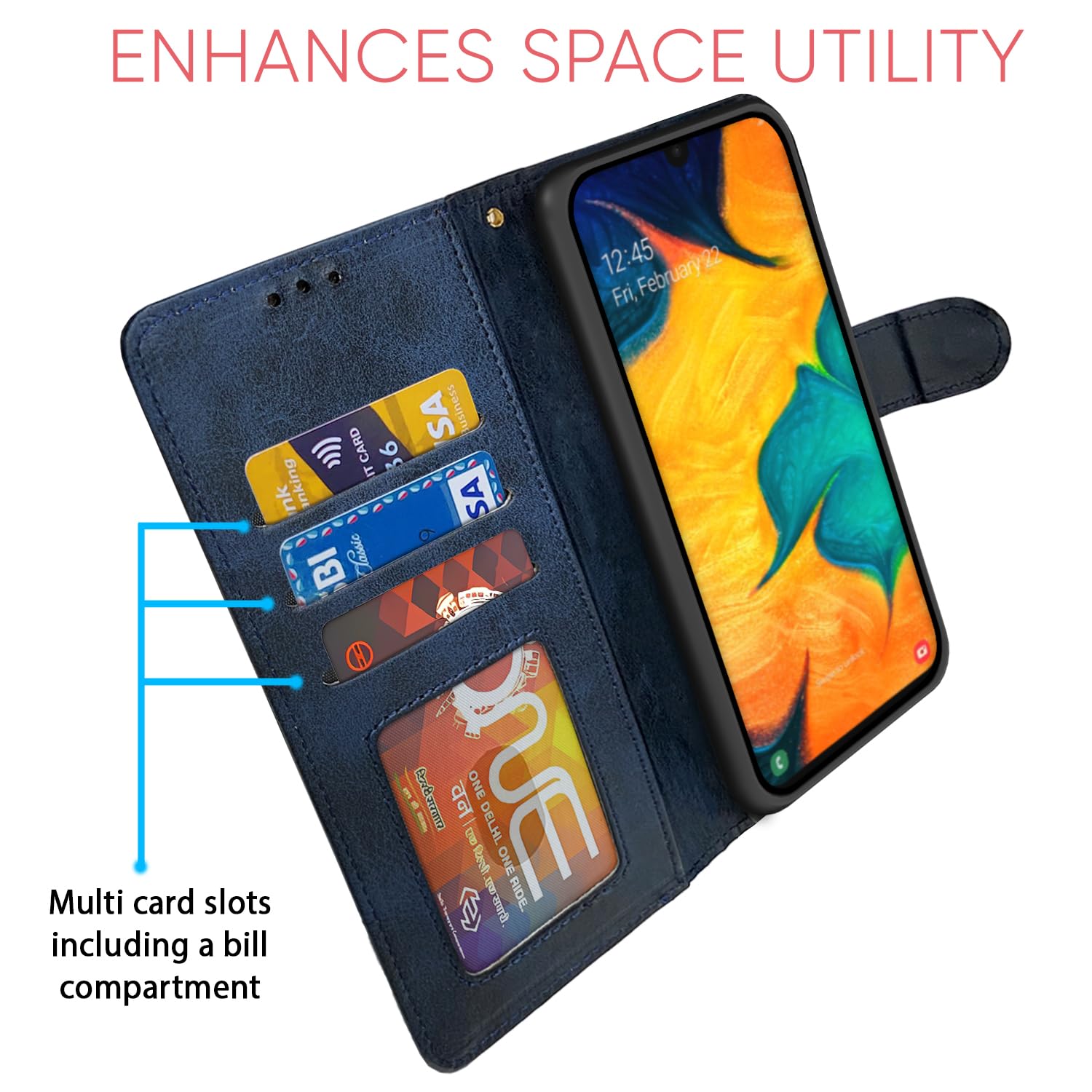 Pikkme blue Contrast mobile flip cover for Samsung A20 – photo 4
