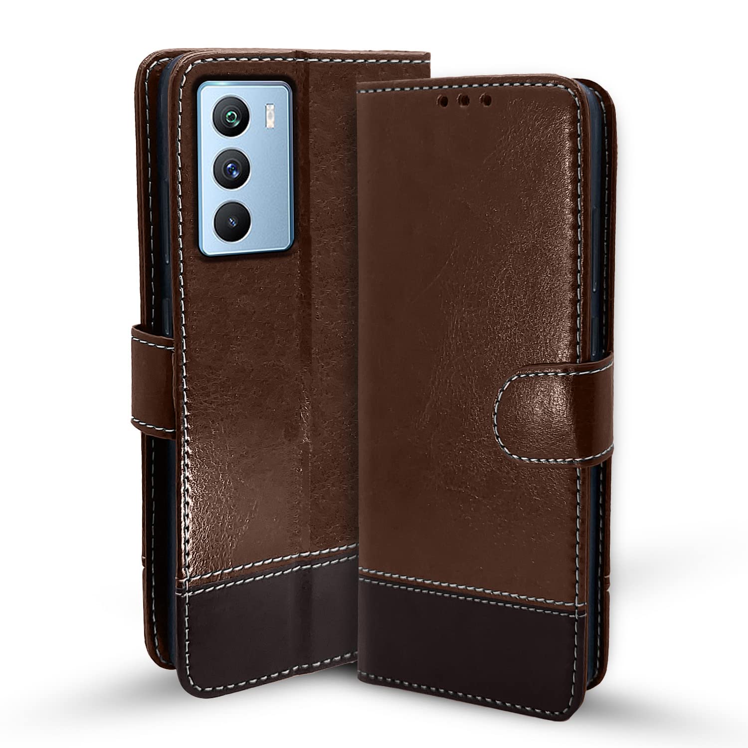 Pikkme iQOO 9 SE 5G Contrast brown flip case