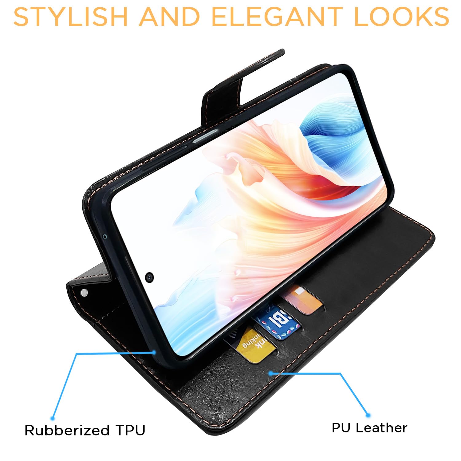 Pikkme black Contrast wallet flip cover for Oppo A79 5G – photo 5