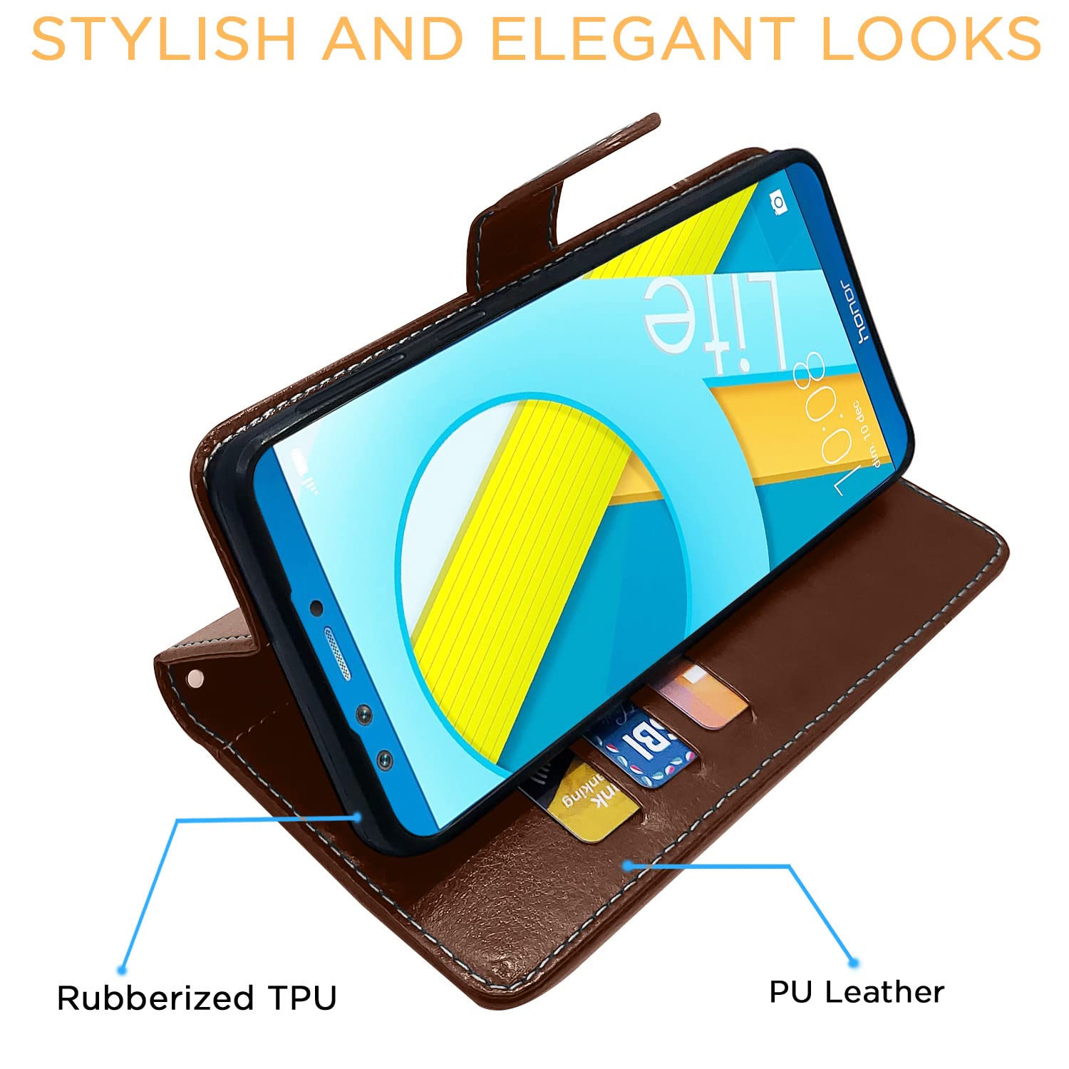 Pikkme Honor 9 Lite Constrast Flip Cover | Brown & Coffee