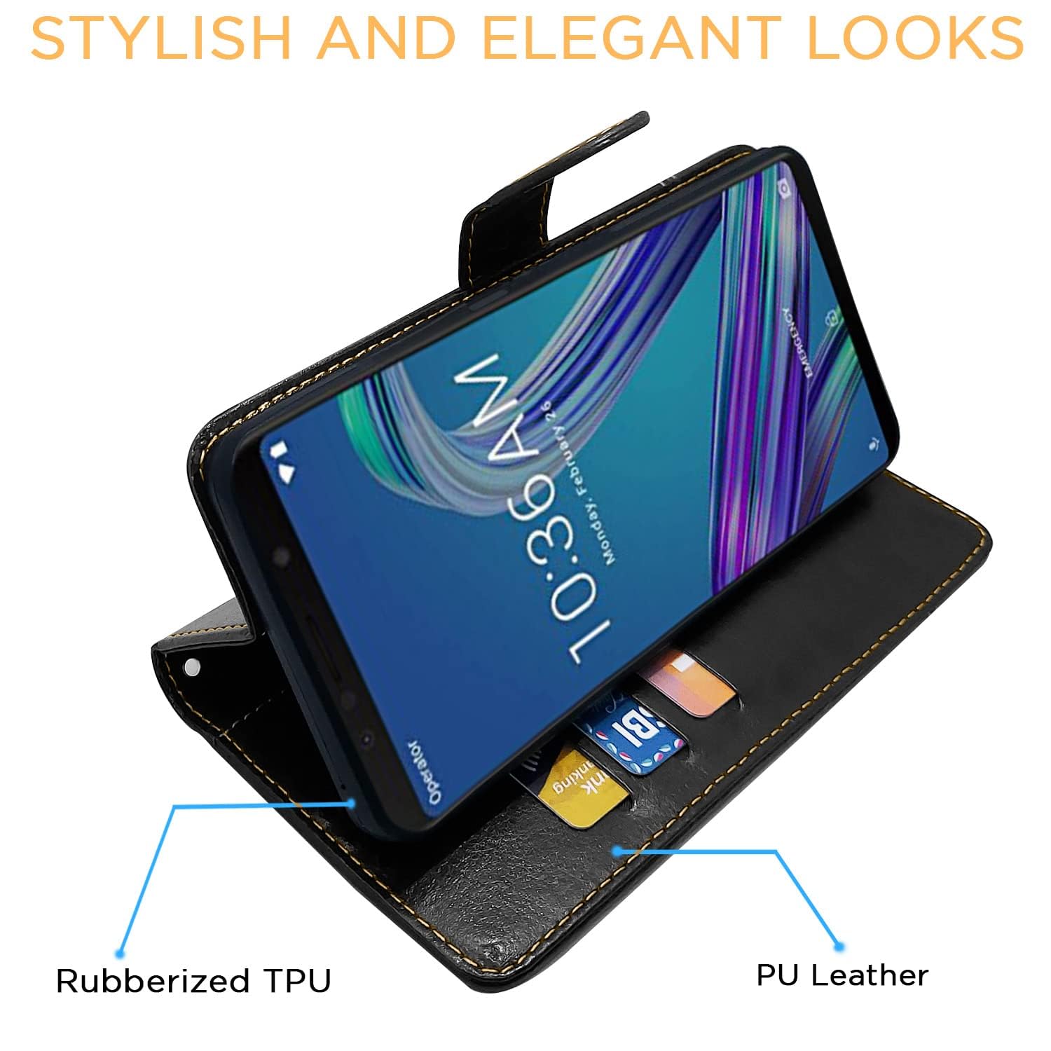 Pikkme Asus Zenfone Max Pro M1 Constrast Flip Cover | Black & Brown