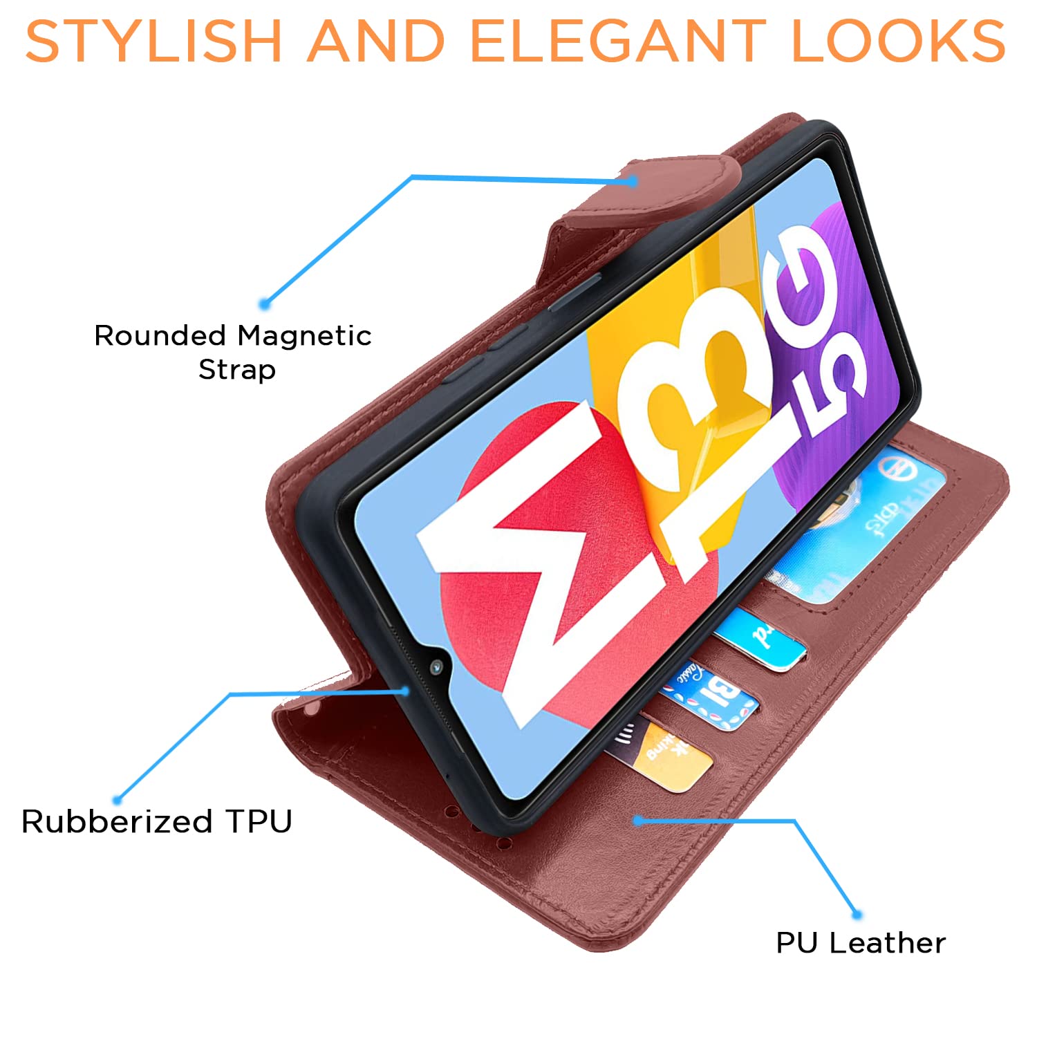 Pikkme Samsung Galaxy M13 5G Vintage Flip Cover | Brown