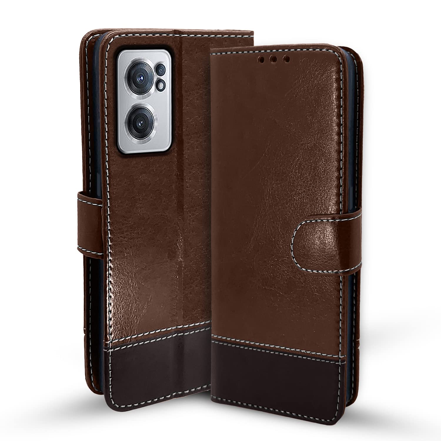 Pikkme OnePlus Nord Ce 2 5G Constrast Flip Cover | Brown & Coffee
