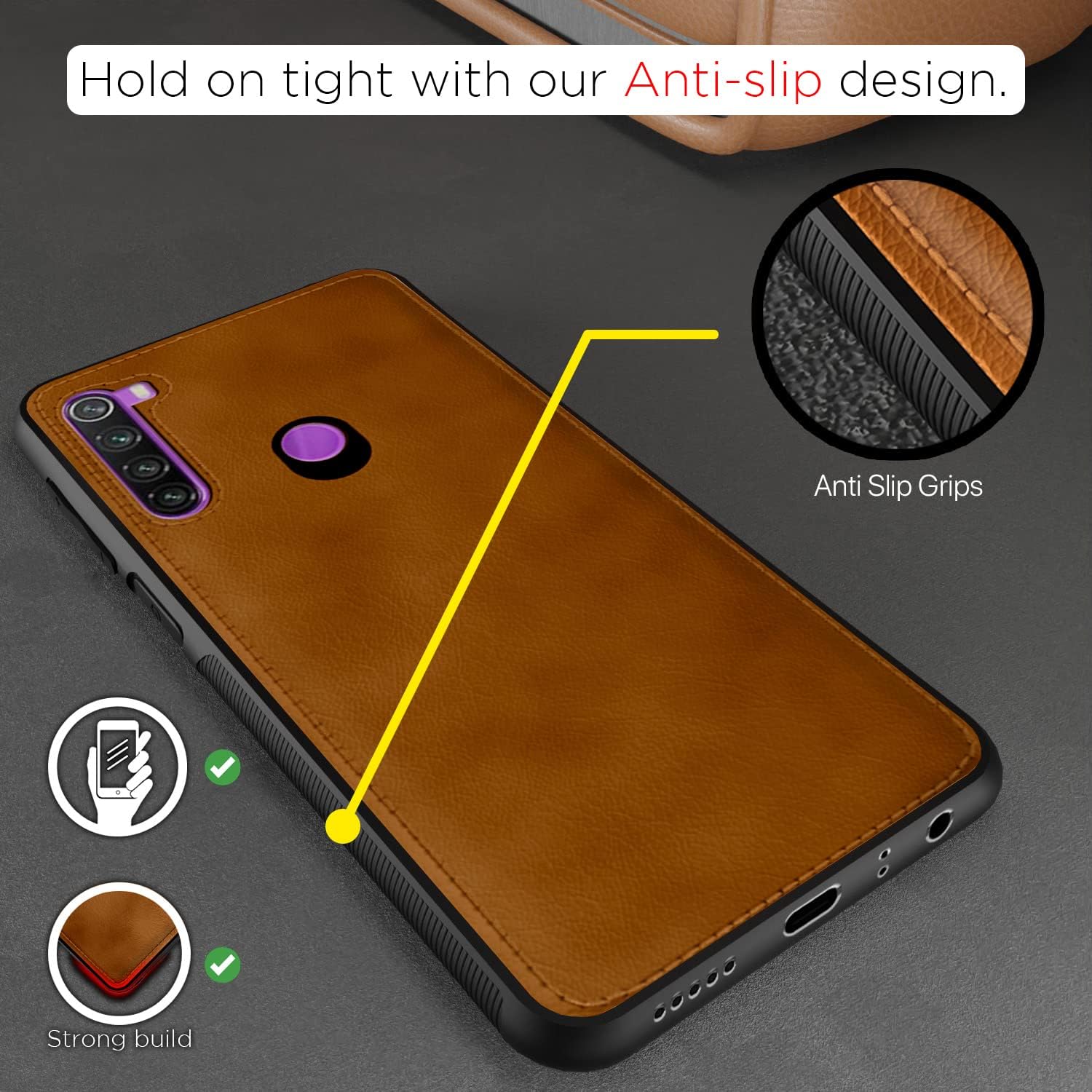 Pikkme brown Leatherback mobile cover for Redmi Note 8 – photo 2