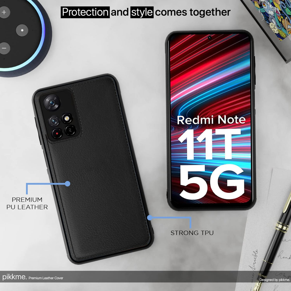 Black Leatherback mobile cover for Redmi Note 11T/Poco M4 Pro 5G – Pikkme – photo 5