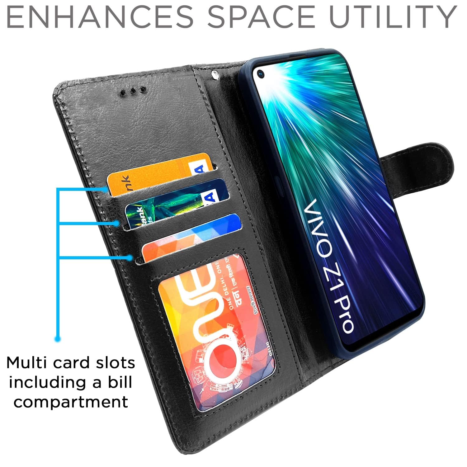 Pikkme Vivo Z1 Pro Vintage Flip Cover | Black