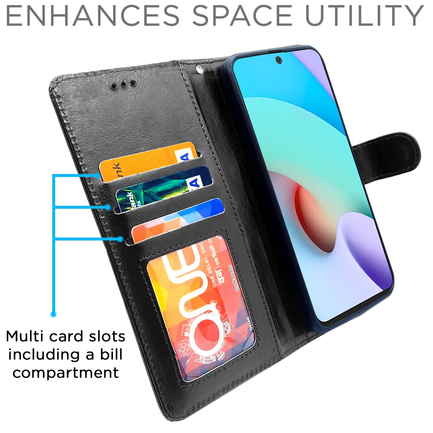 Pikkme Mi Redmi 10 Prime Vintage Flip Cover | Black