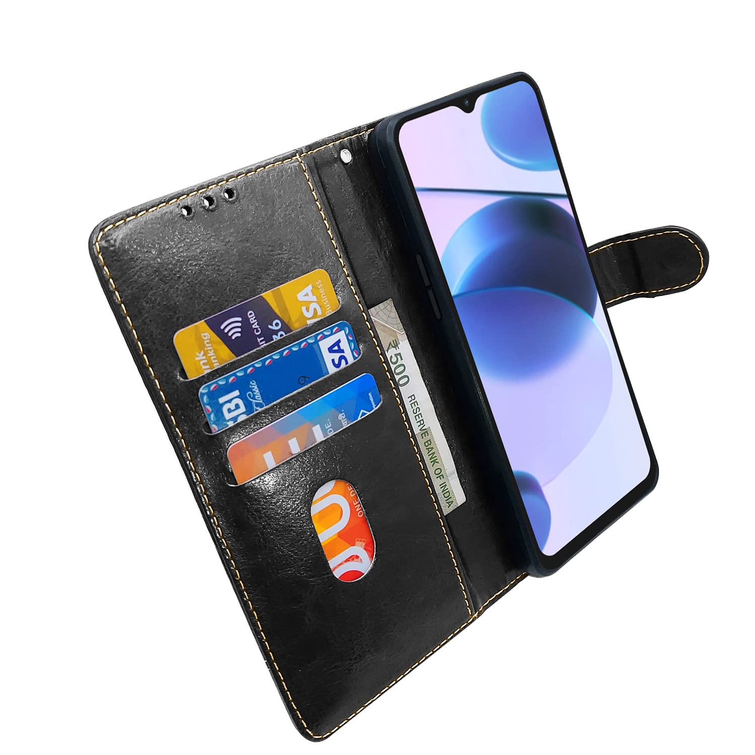Pikkme Realme C35 Constrast Flip Cover | Black & Brown