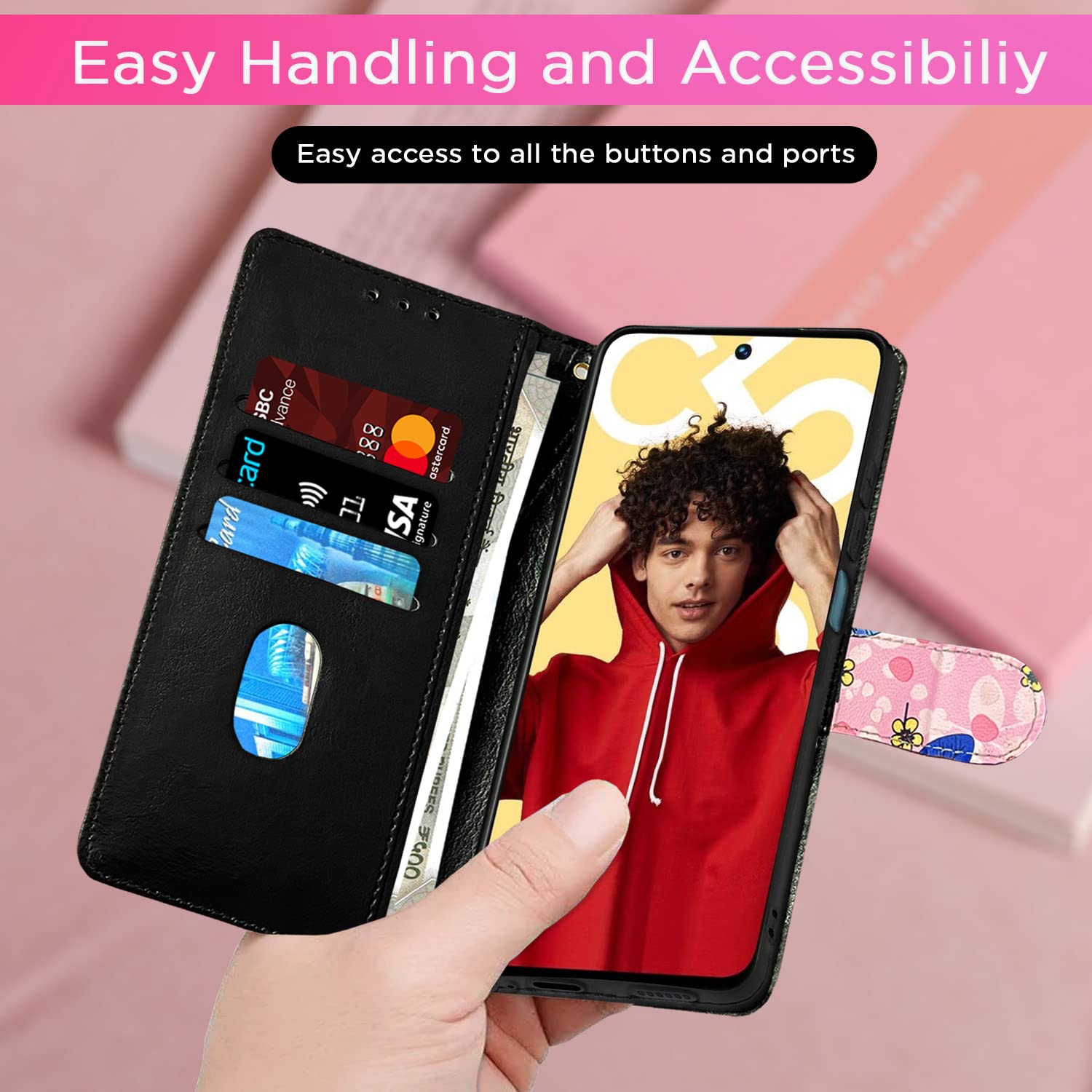 Pink Flower mobile flip cover for Realme C55 – Pikkme – photo 6