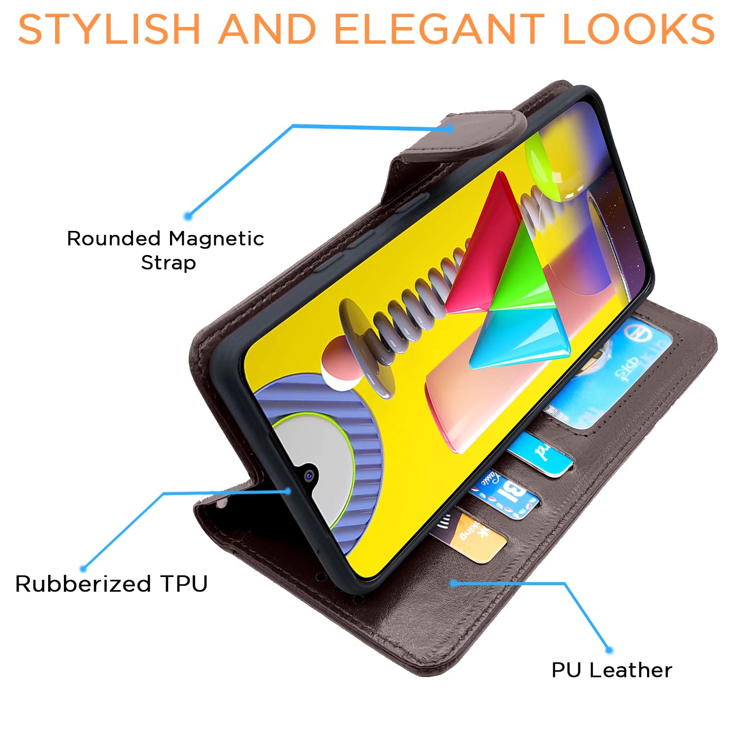 Pikkme Samsung Galaxy M30s / M21 / M21 2021 Vintage Flip Cover | Coffee