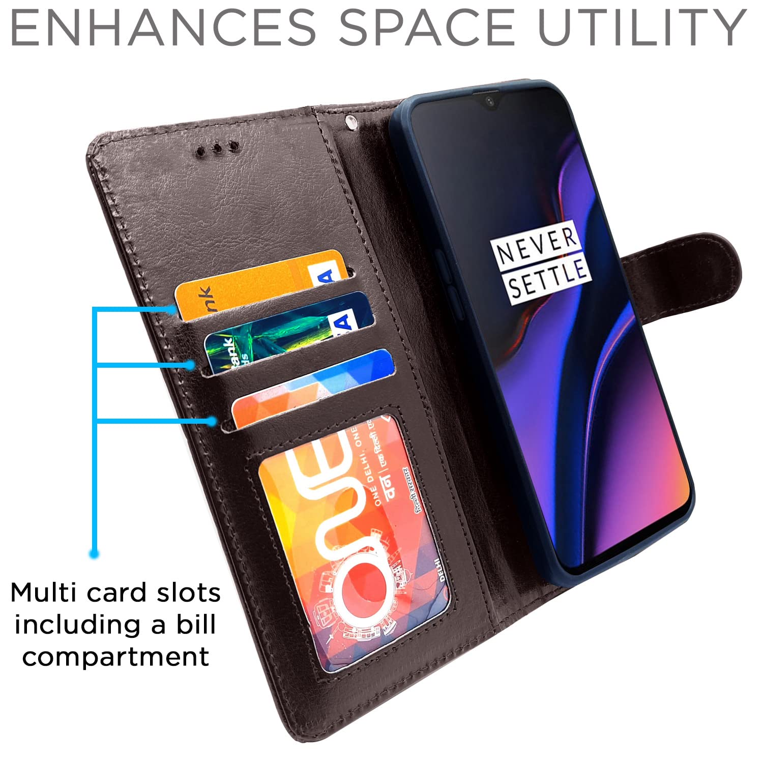 Pikkme OnePlus 6T Vintage Flip Cover | Coffee