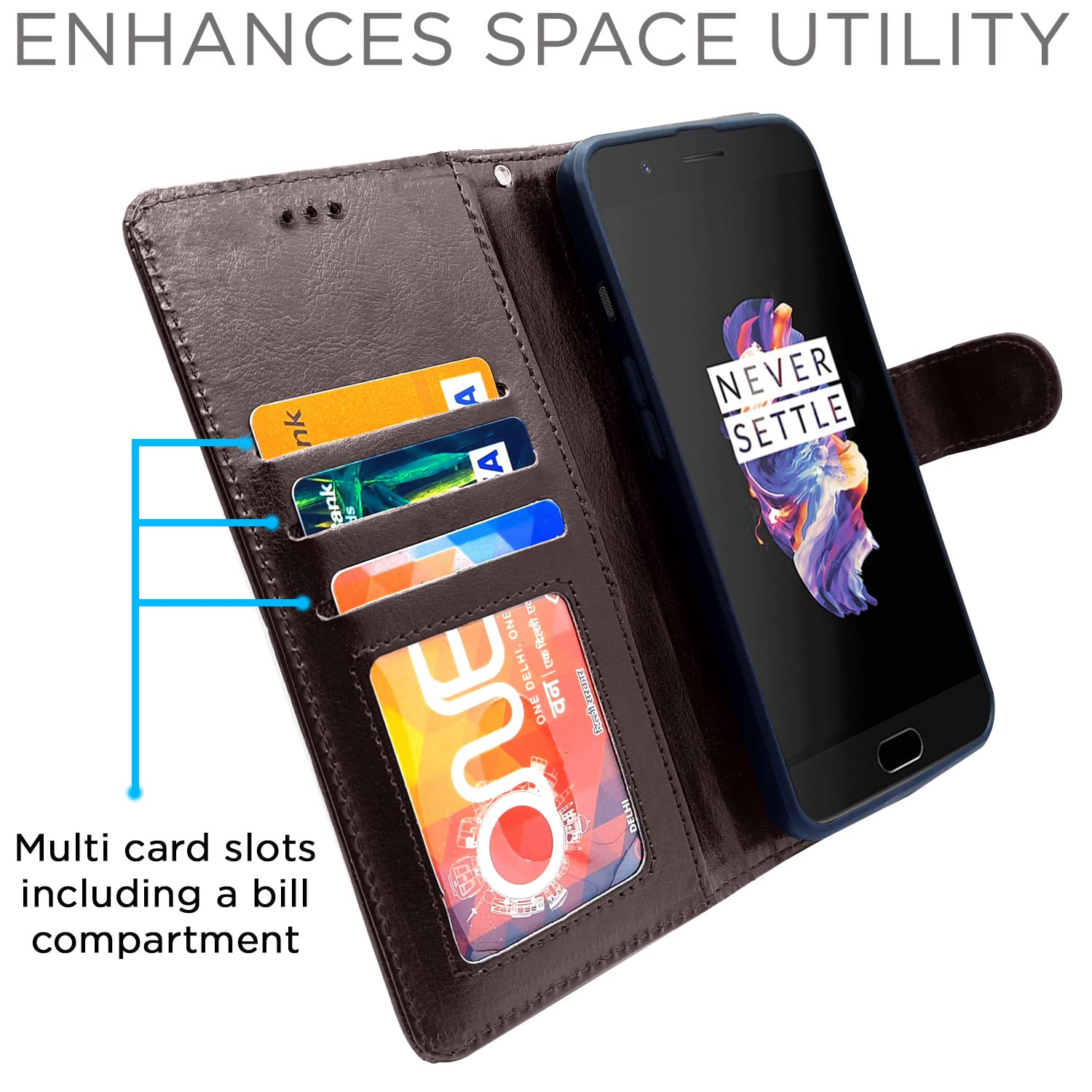 Pikkme OnePlus 5 Vintage Flip Cover | Coffee