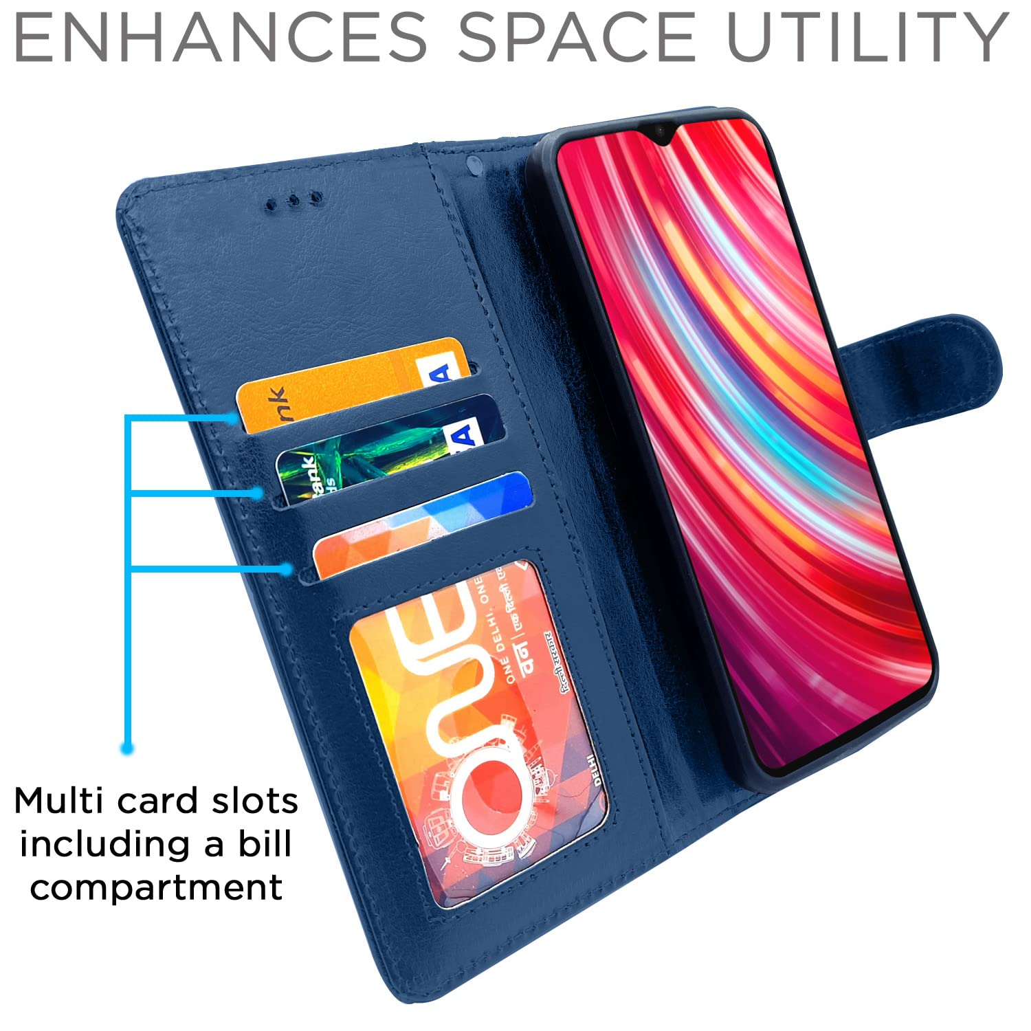 Pikkme Redmi Note 8 Pro Vintage Flip Cover | Blue