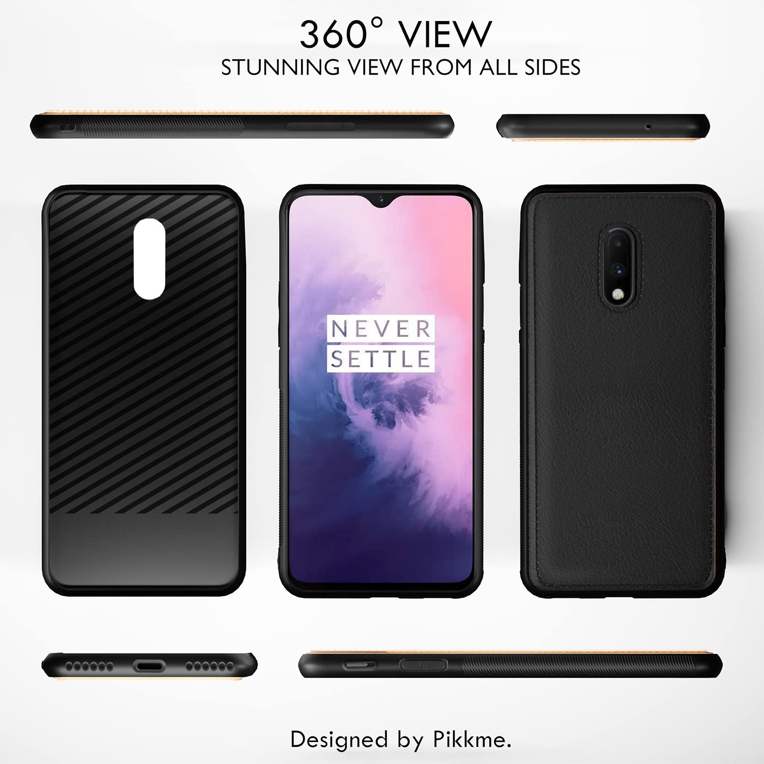 Pikkme OnePlus 7 Leather Back Cover | Black