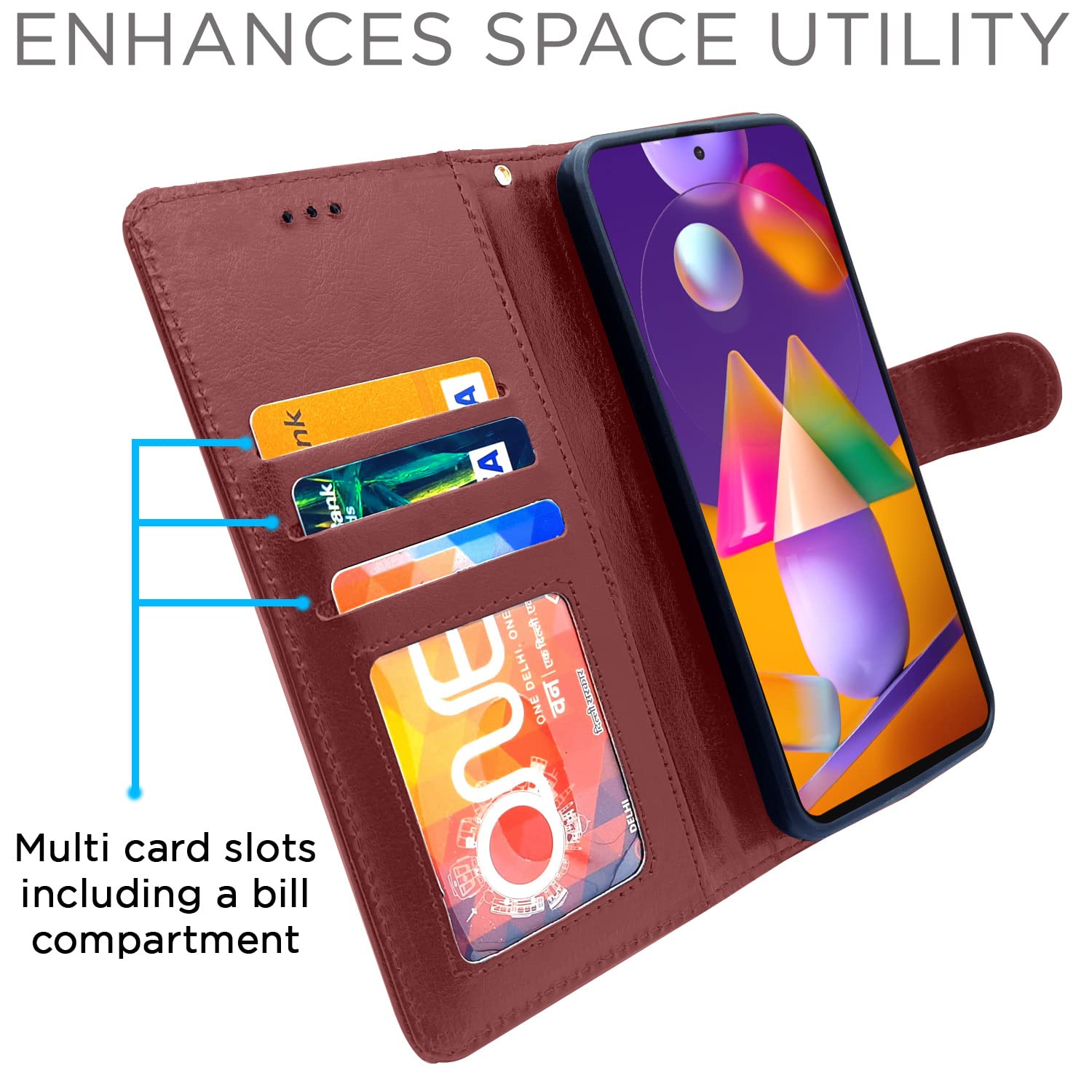 Pikkme Samsung Galaxy M31s Vintage Flip Cover | Brown
