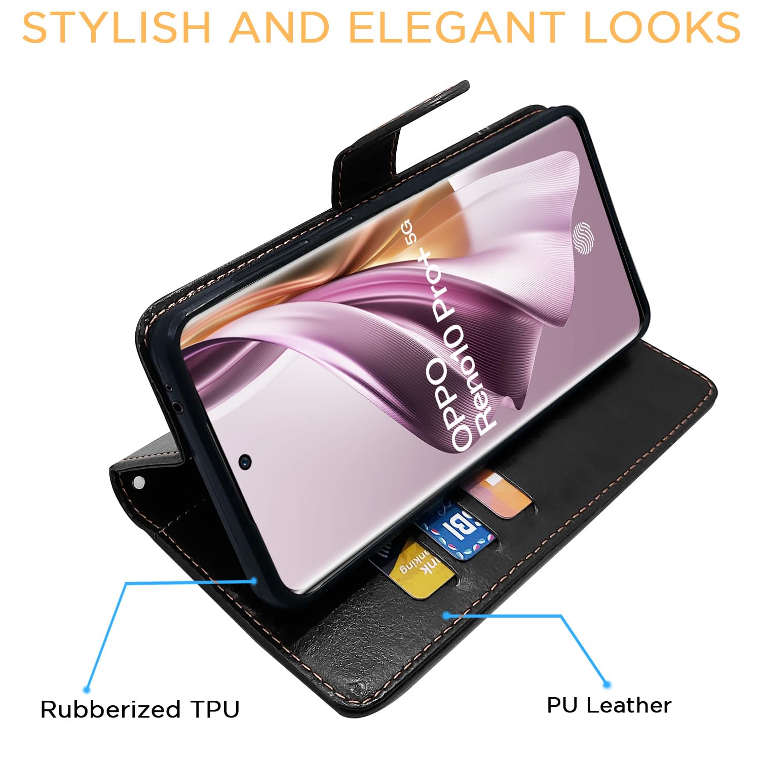 Pikkme Oppo Reno 10 Pro Plus 5G black wallet flip cover – photo 5