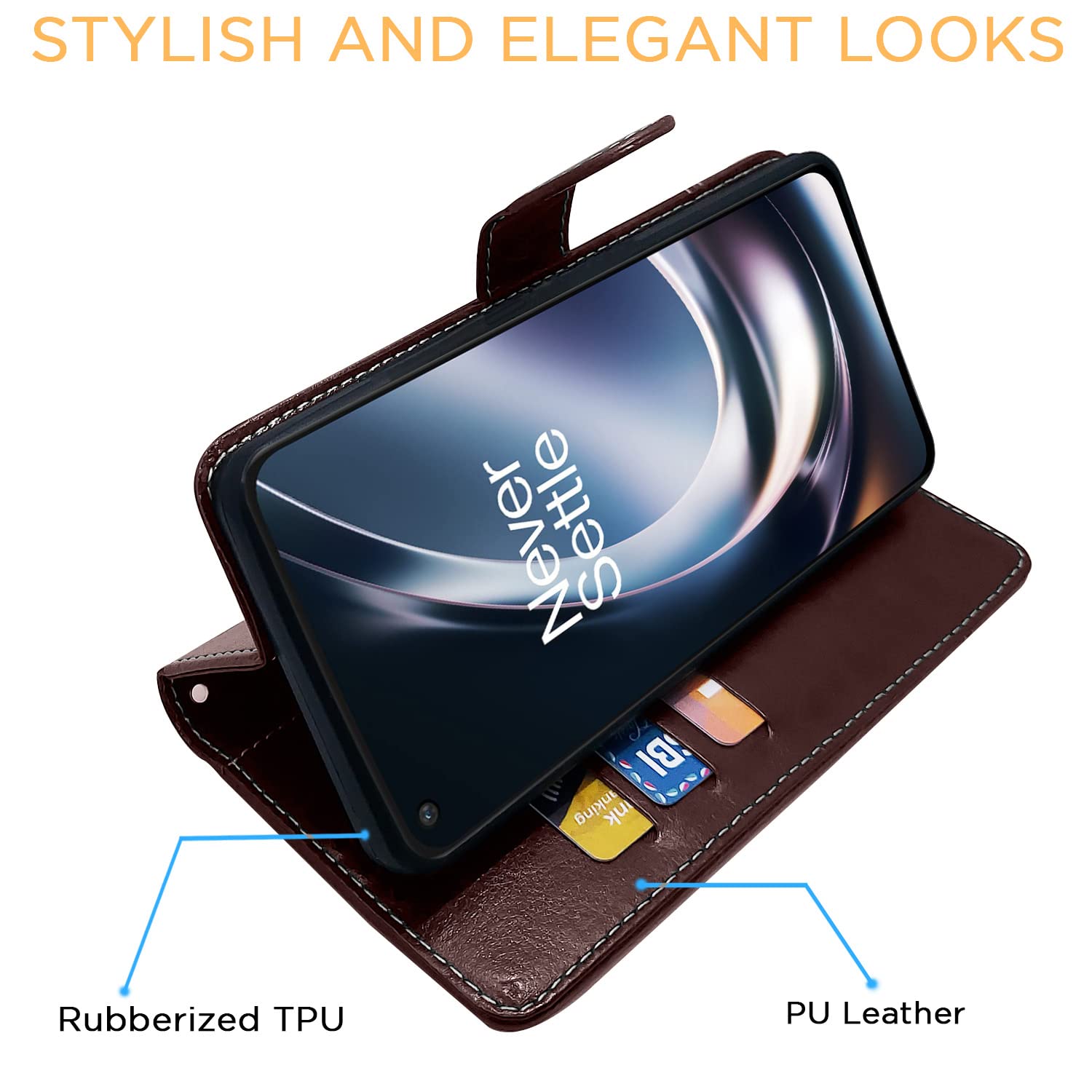 Pikkme OnePlus Nord CE 2 Lite 5G Contrast Flip Cover | Coffee & Brown