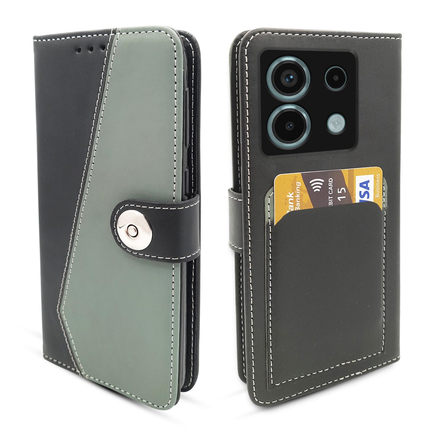 Pikkme grey mobile flip cover for Redmi Note 13 Pro 5G