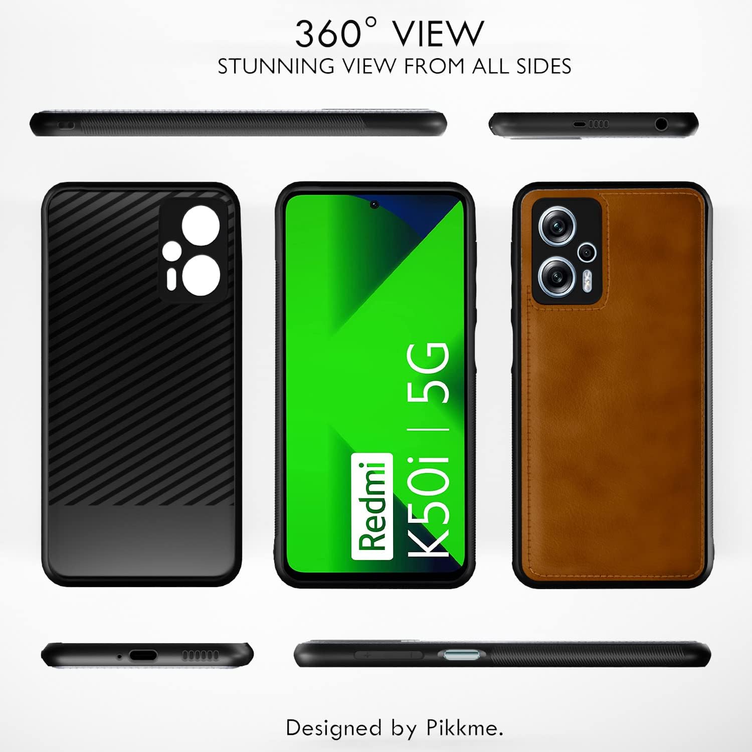 Pikkme Redmi K50i Leather Back Cover | Brown