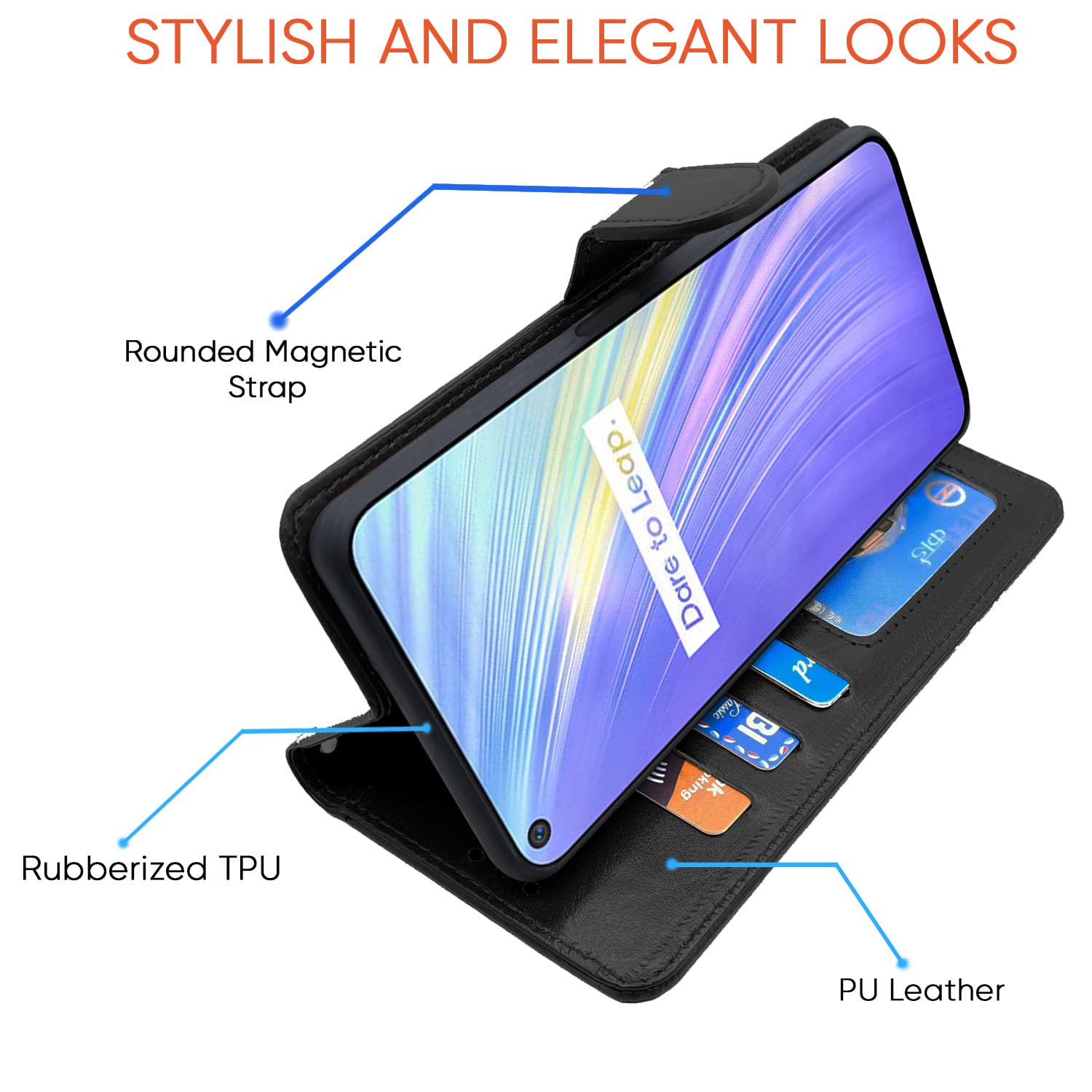 Pikkme Realme 6 Vintage Flip Cover | Black