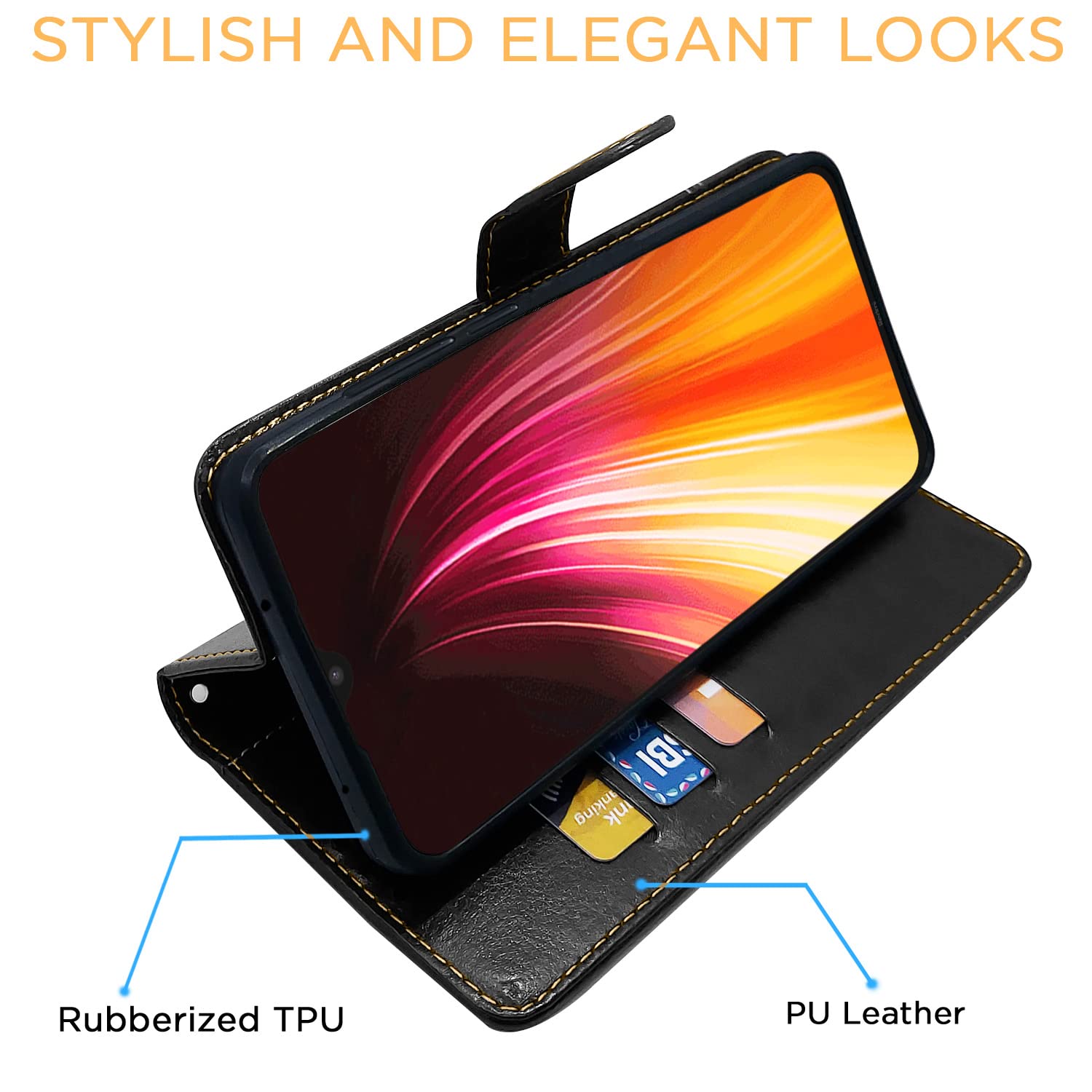 Pikkme Mi Redmi Note 8 Constrast Flip Cover | Black & Brown