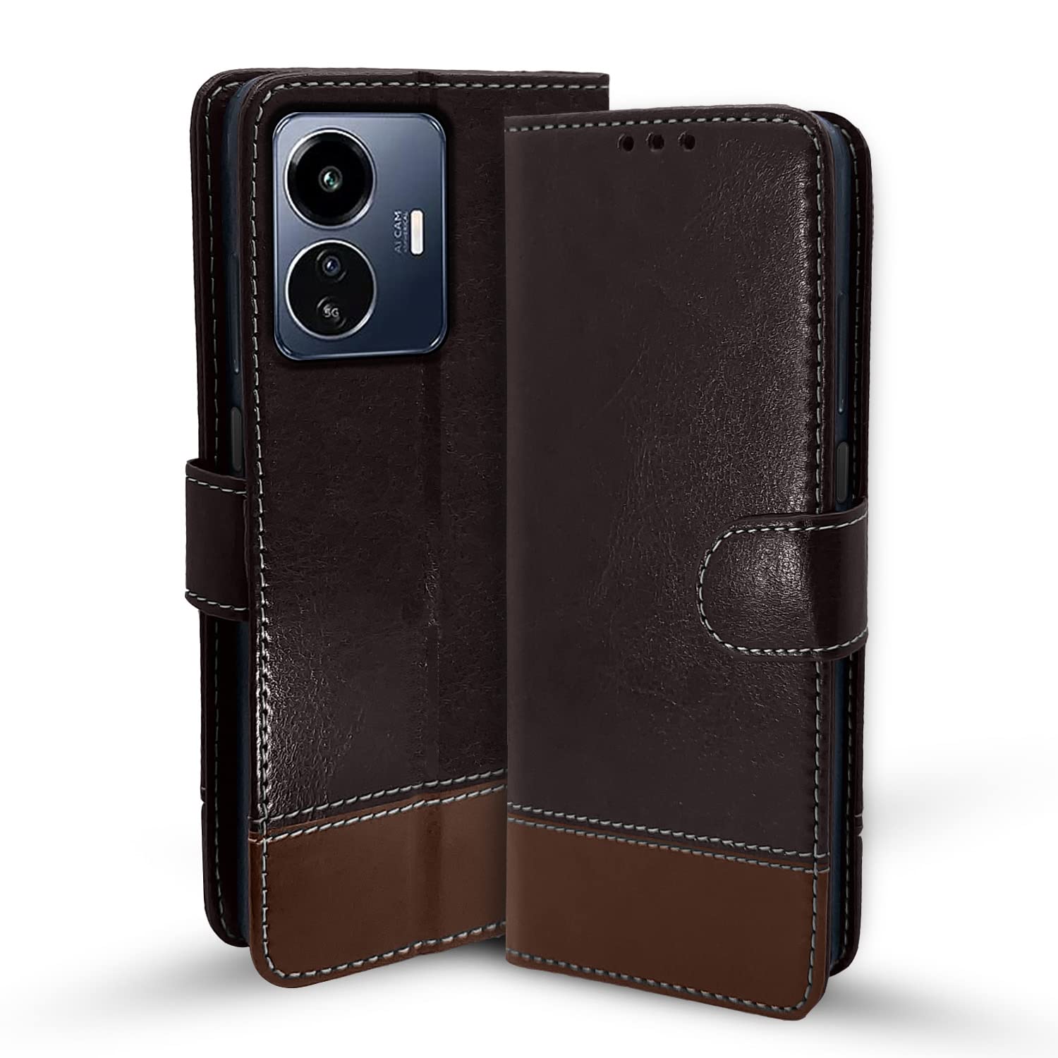 Pikkme iQOO Z6 Lite 5G Contrast coffee wallet flip cover