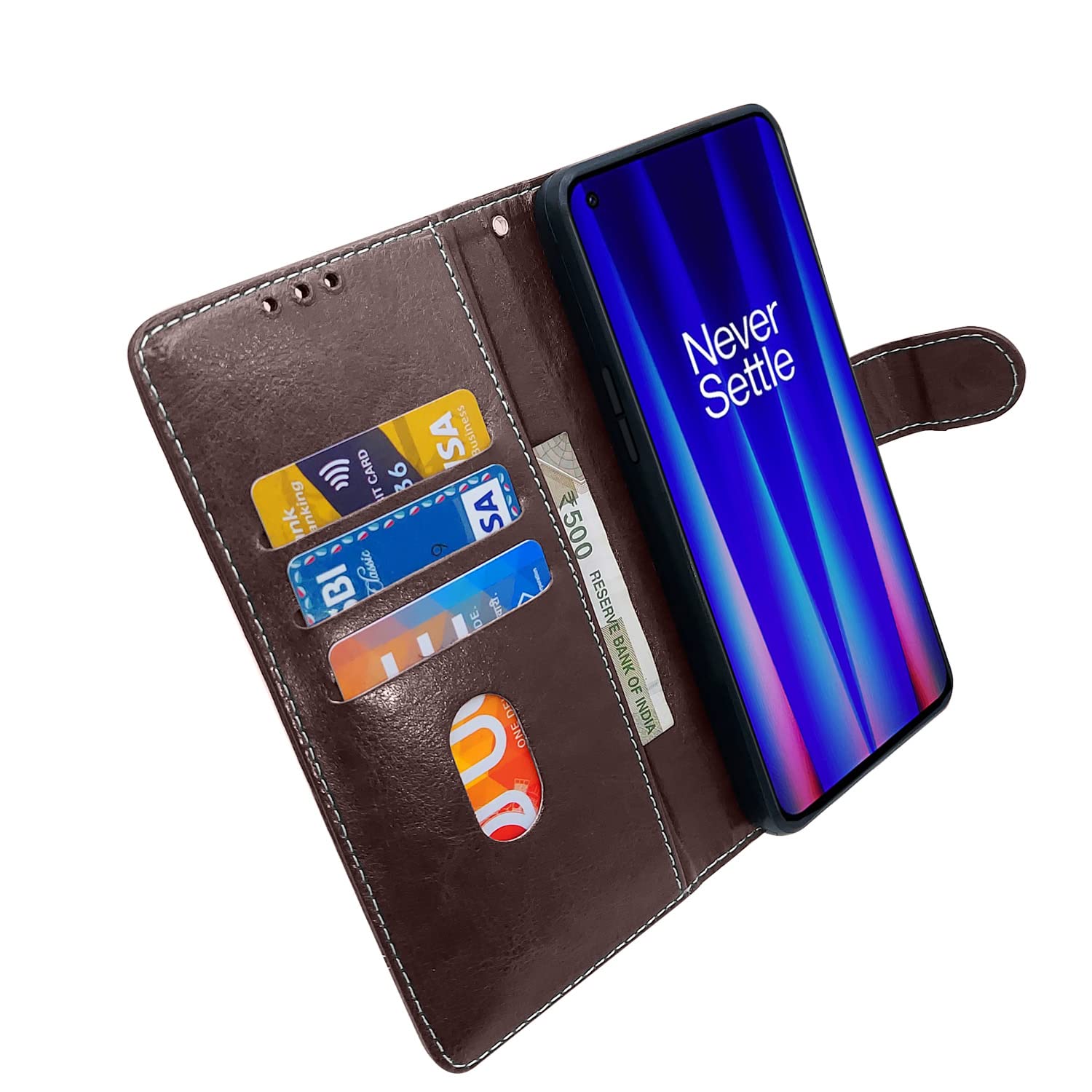 Pikkme OnePlus Nord CE 2 5G Contrast Flip Cover | Coffee & Brown