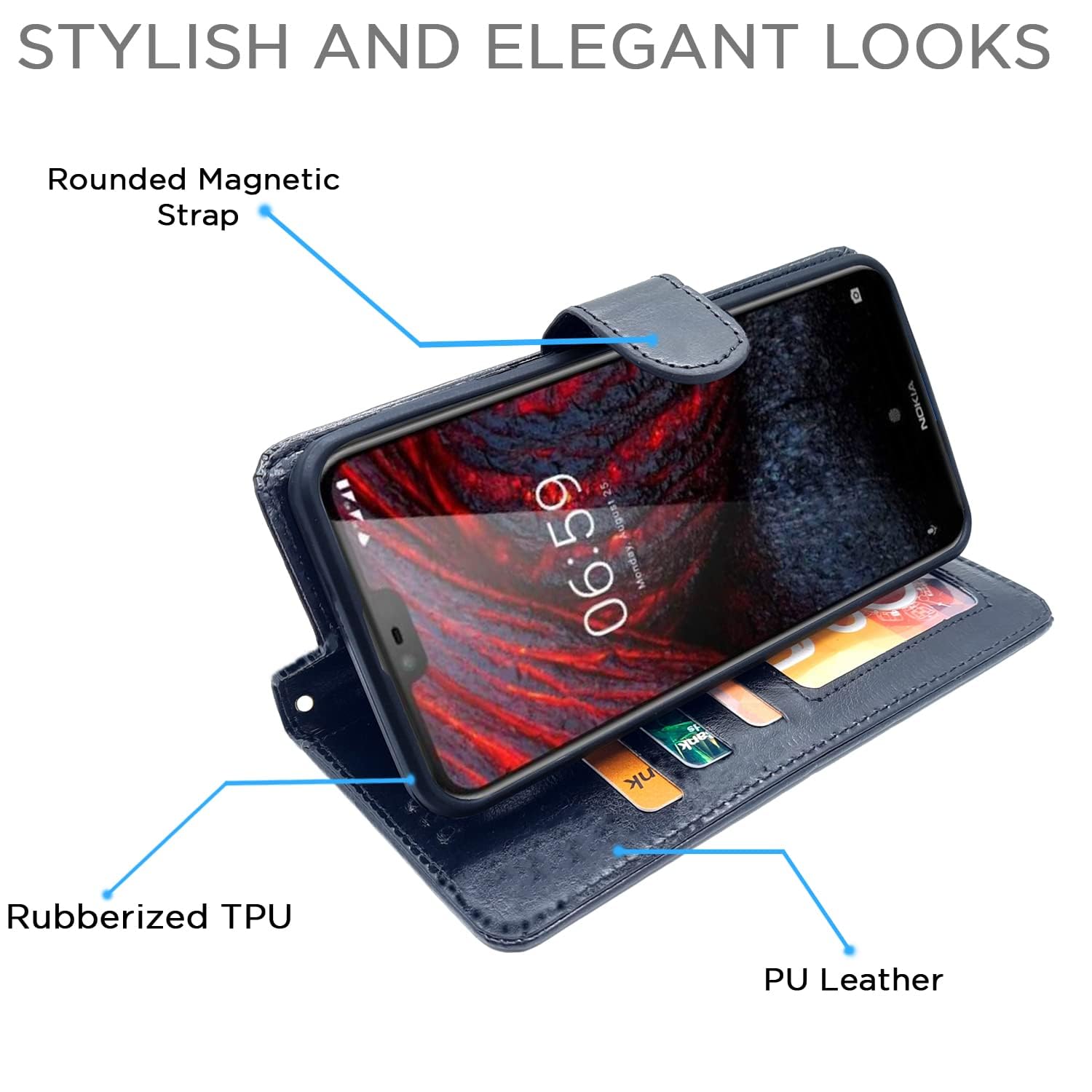 Pikkme Nokia 6.1 Plus / 6.1+ Vintage Flip Cover | Black