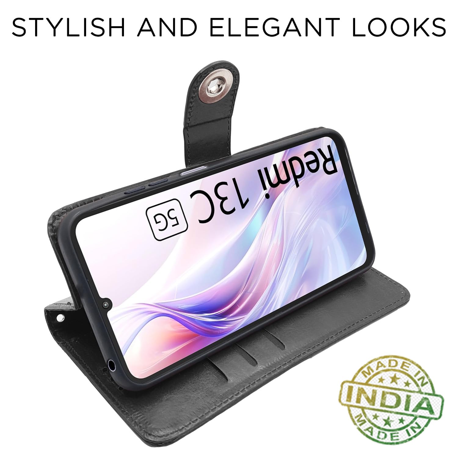 Redmi 13C 5G flip cover in black by Pikkme – photo 4