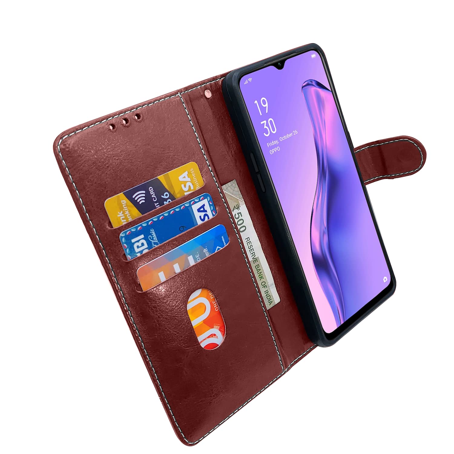 Pikkme Oppo A31 Constrast Flip Cover | Brown & Coffee