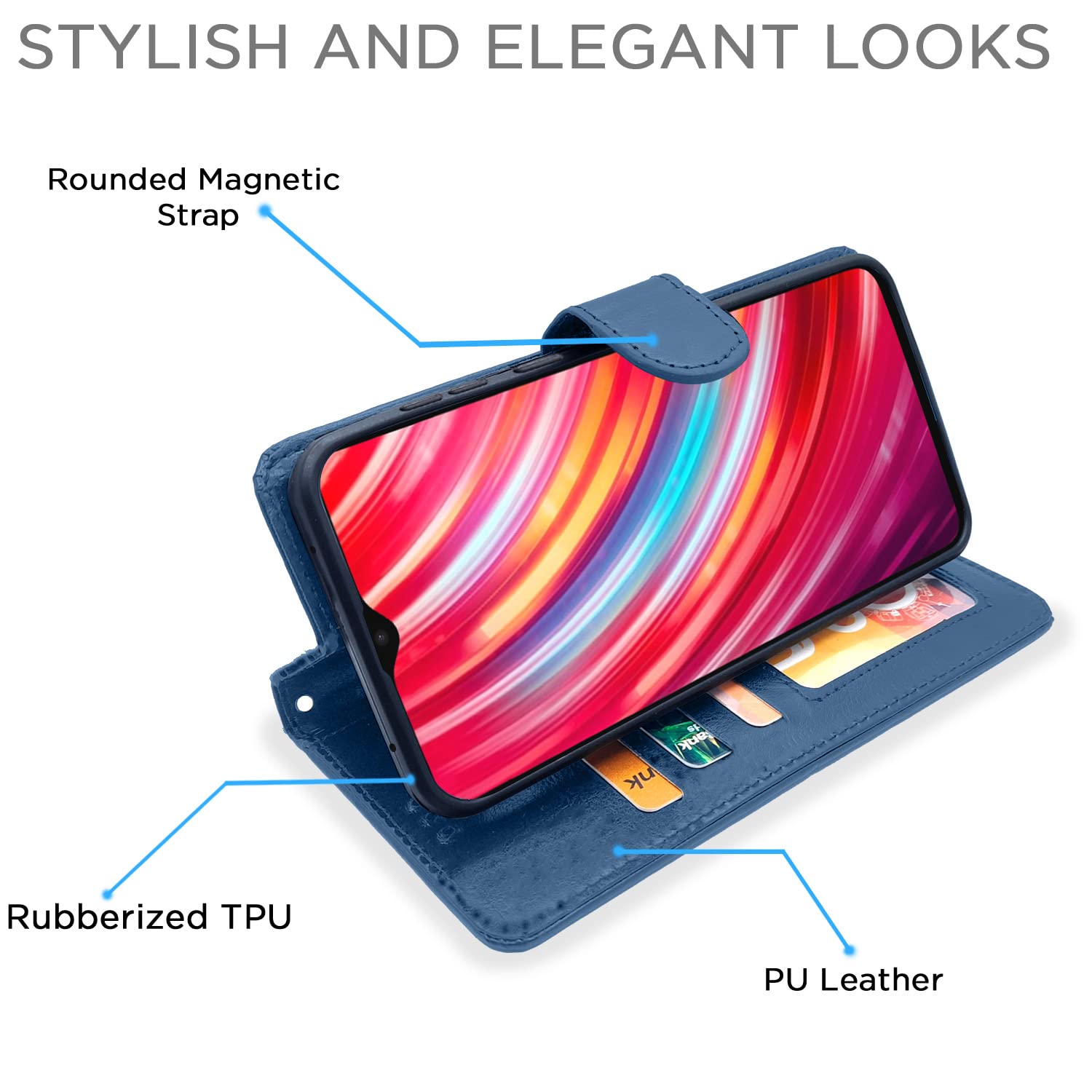 Pikkme Redmi Note 8 Pro Vintage Flip Cover | Blue