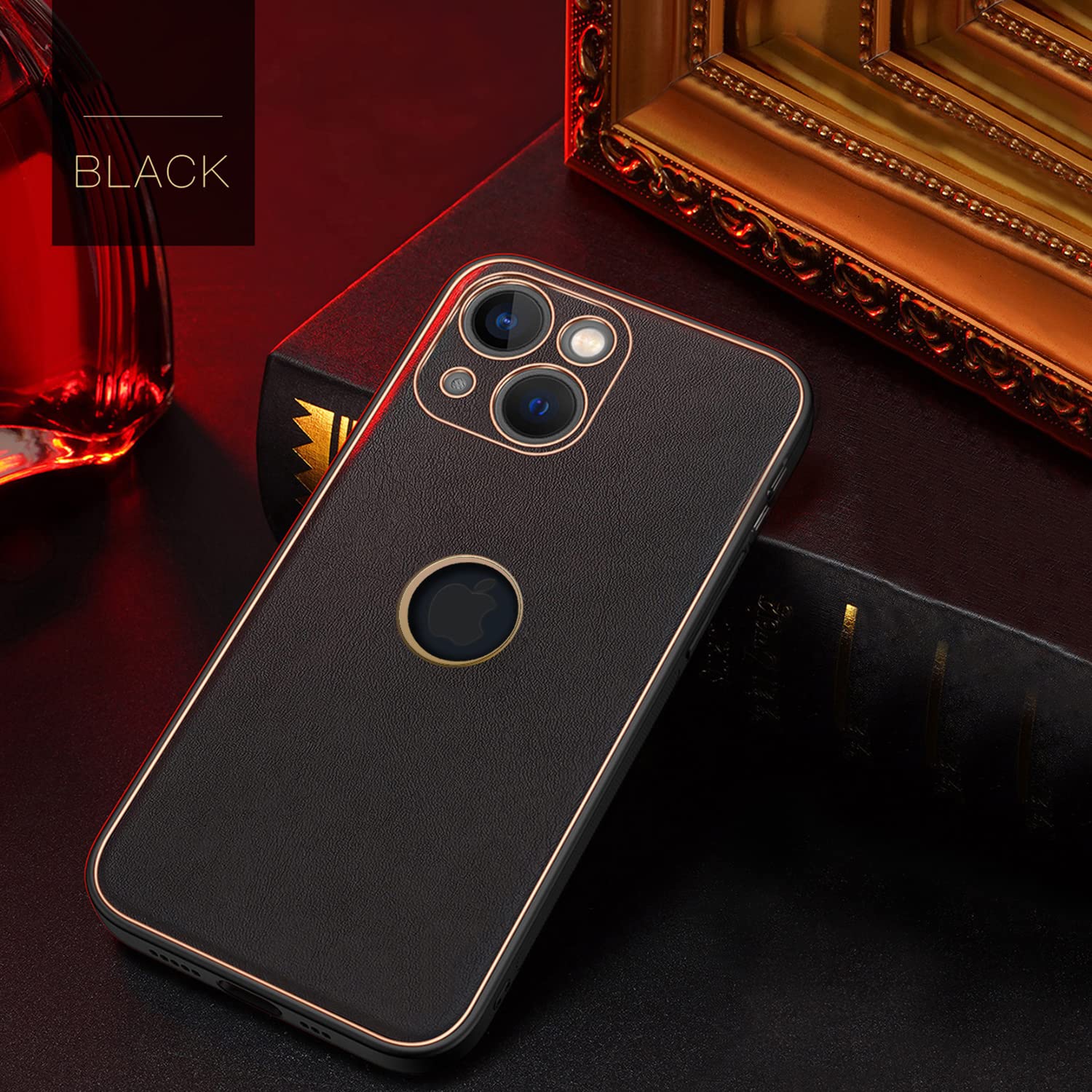 Pikkme iPhone 14 Gold Electroplated Leather Chrome Back Case
