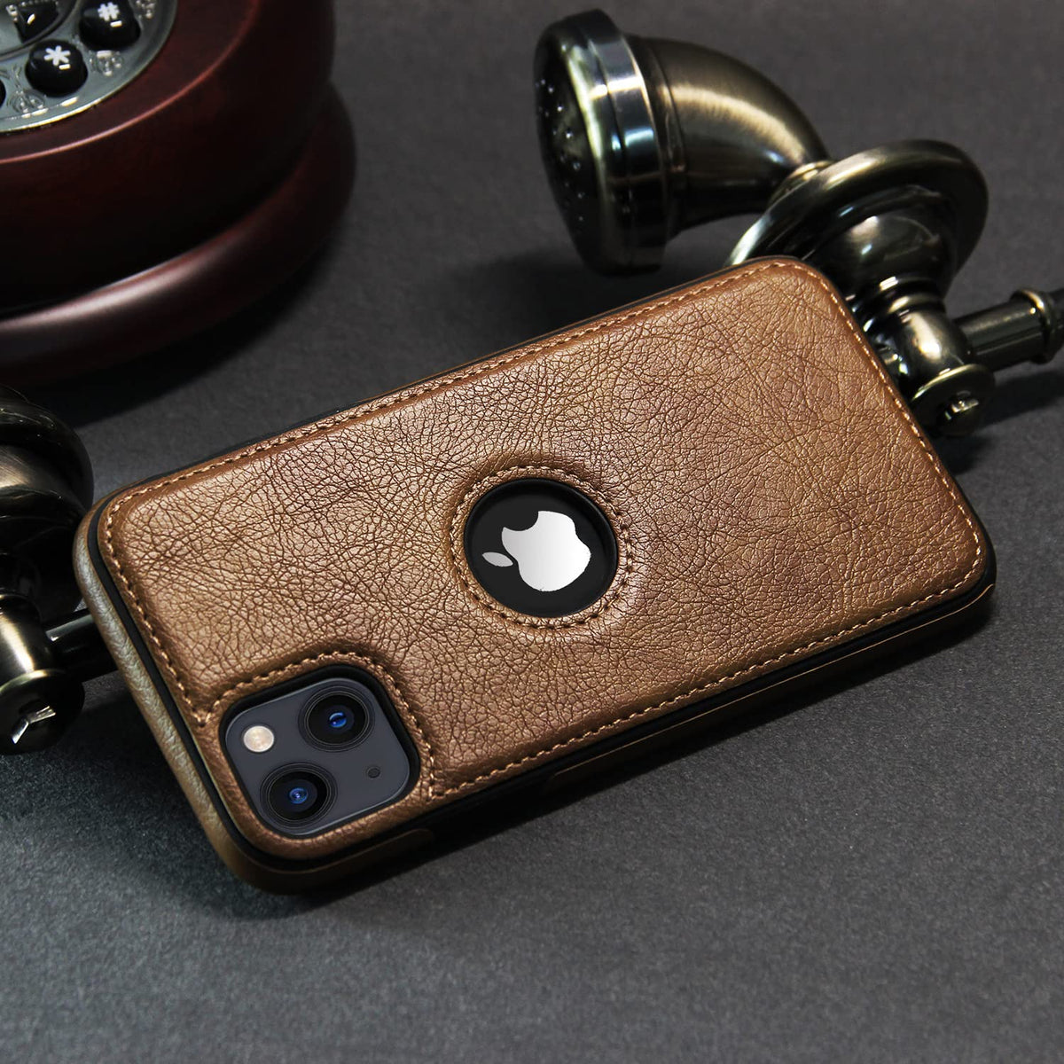 iPhone 14 Leatherback mobile back cover in brown by Pikkme – photo 5