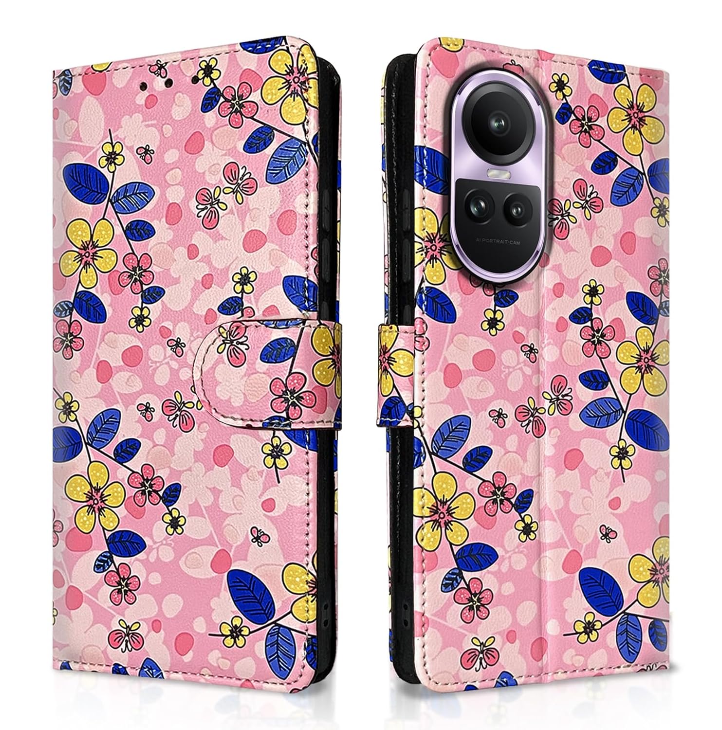 Oppo Reno 10 Pro 5G Flower flip cover in pink by Pikkme