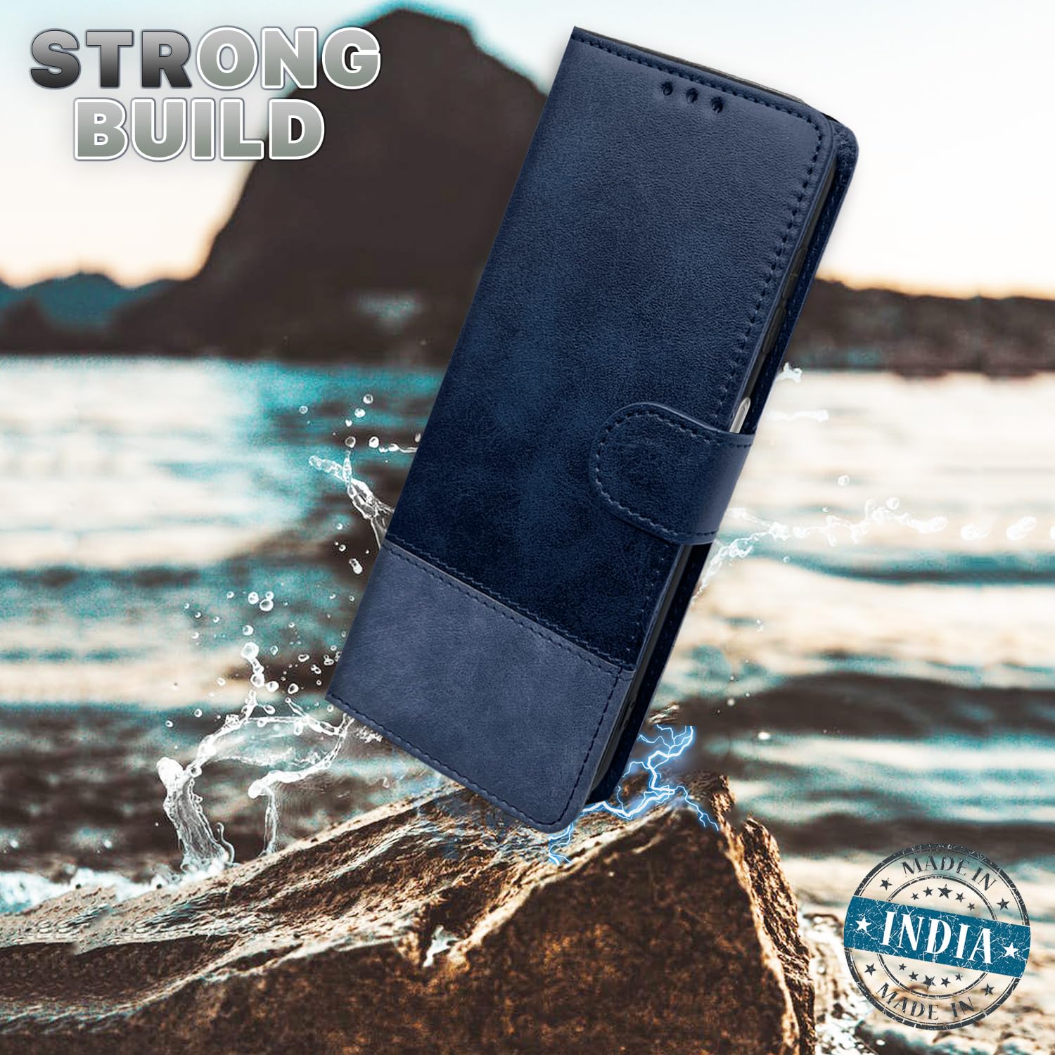Samsung M12 Contrast flip cover in blue by Pikkme – photo 2