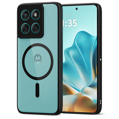 Pikkme Motorola Moto Edge 60 Fusion 5G Eagle 2 Mag-Safe Shockproof Hard Transparent Back Cover (Black)